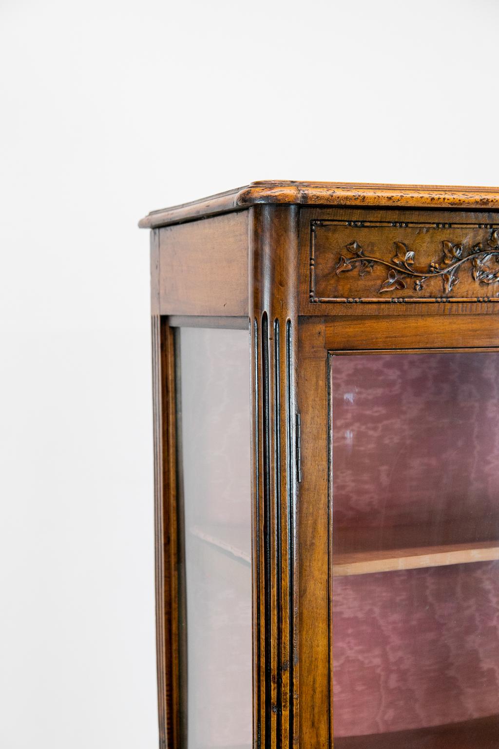 Hand-Carved Carved French Walnut Display Cabinet