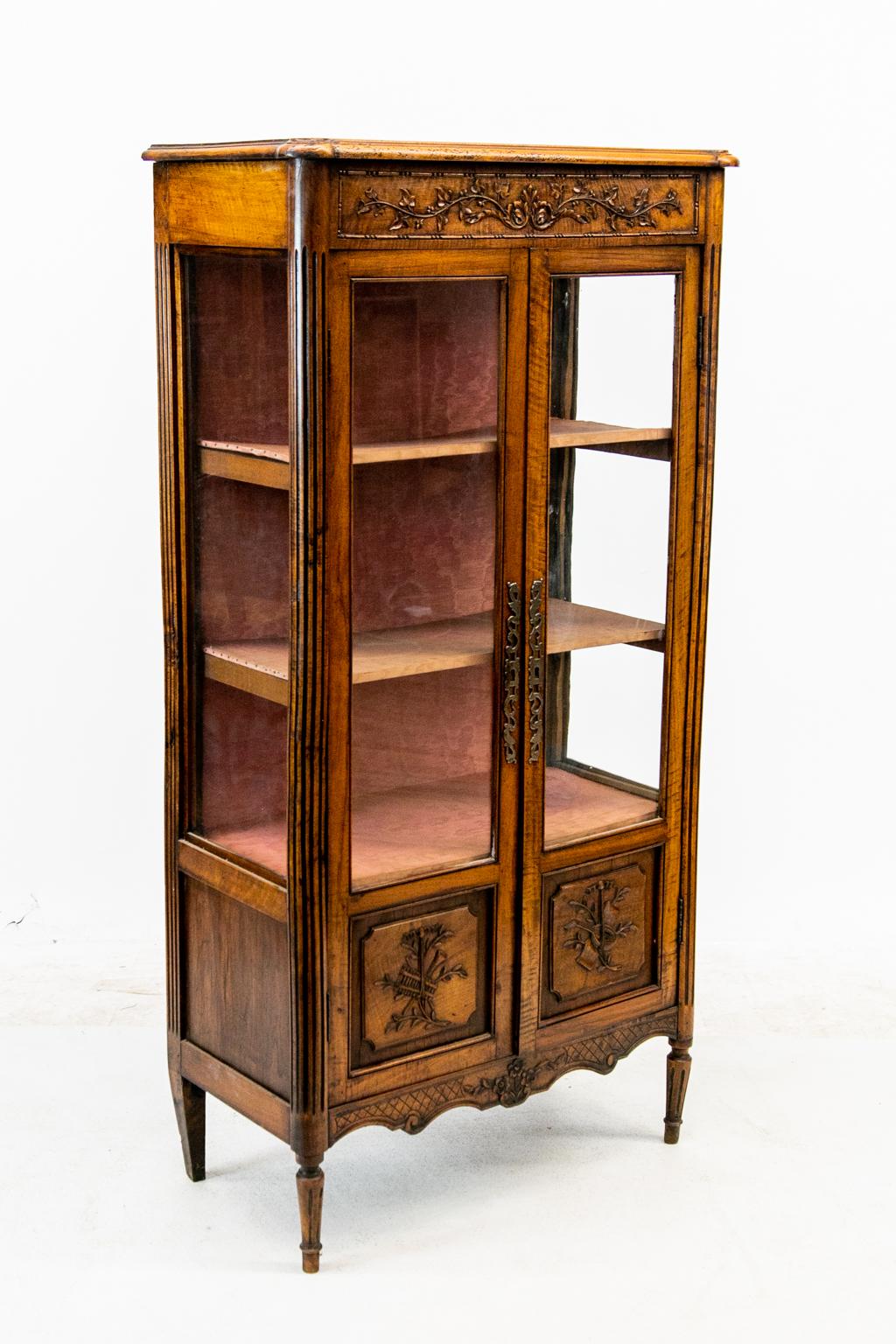 Late 19th Century Carved French Walnut Display Cabinet