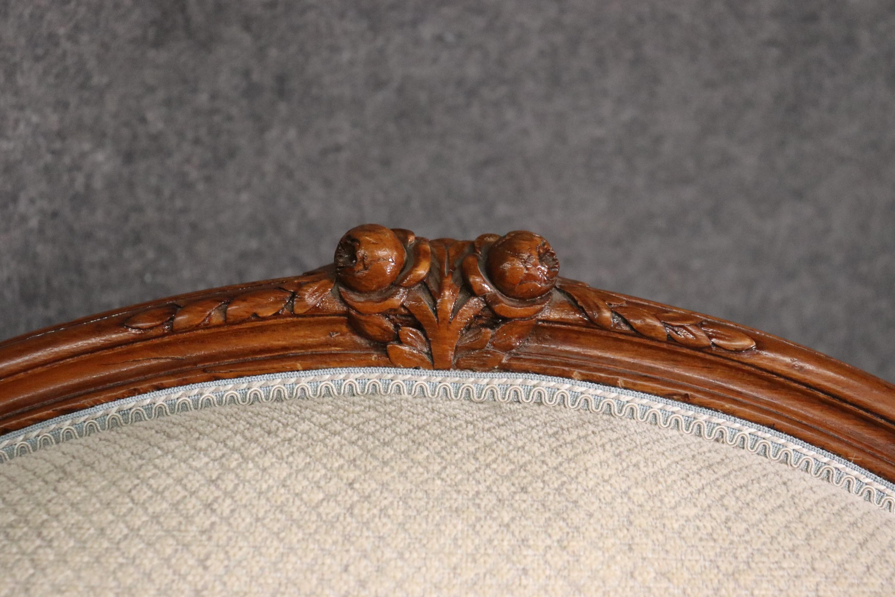 Carved French Walnut Louis XV Arch Back Bergere Chair, Circa 1940 6