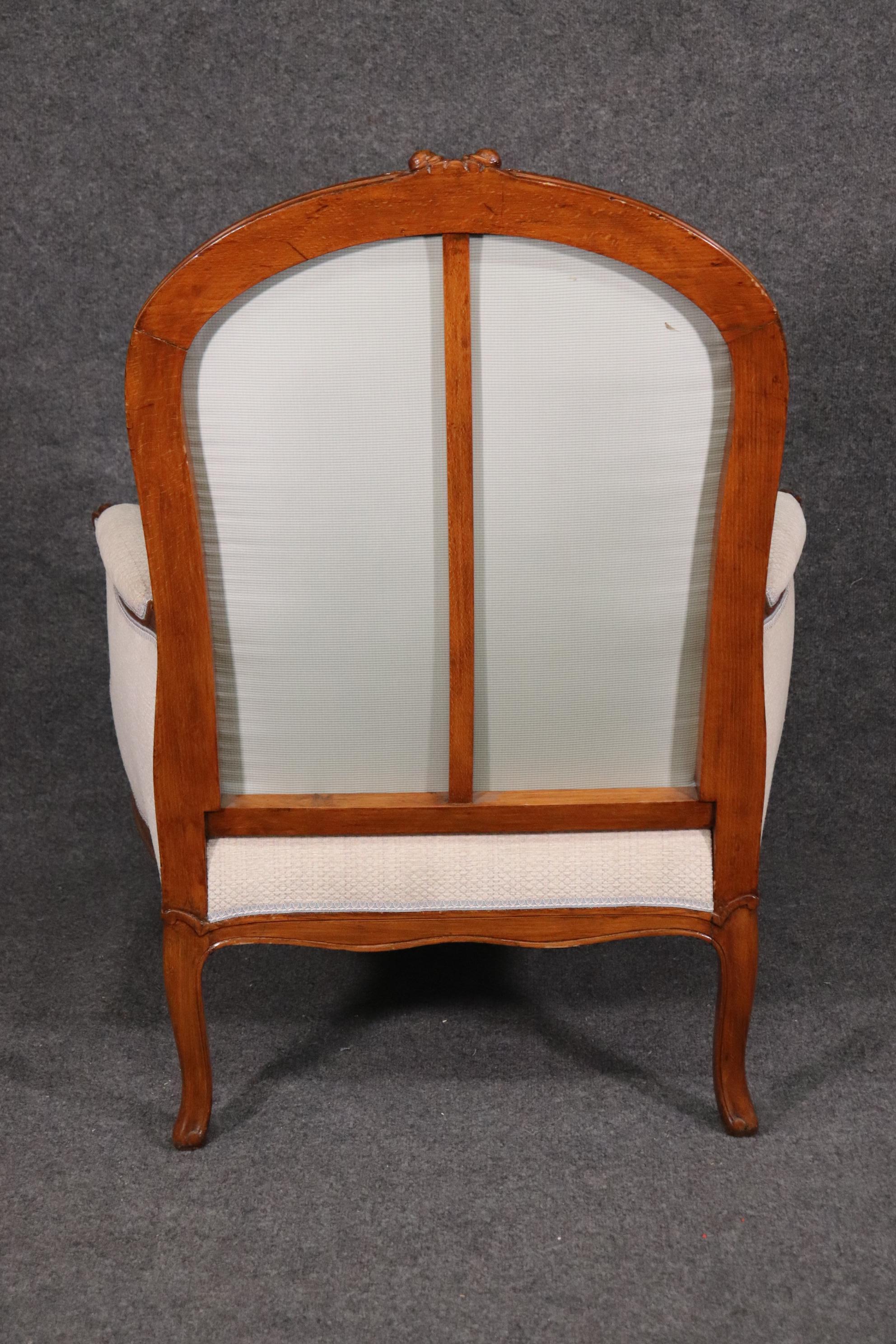 Mid-20th Century Carved French Walnut Louis XV Arch Back Bergere Chair, Circa 1940