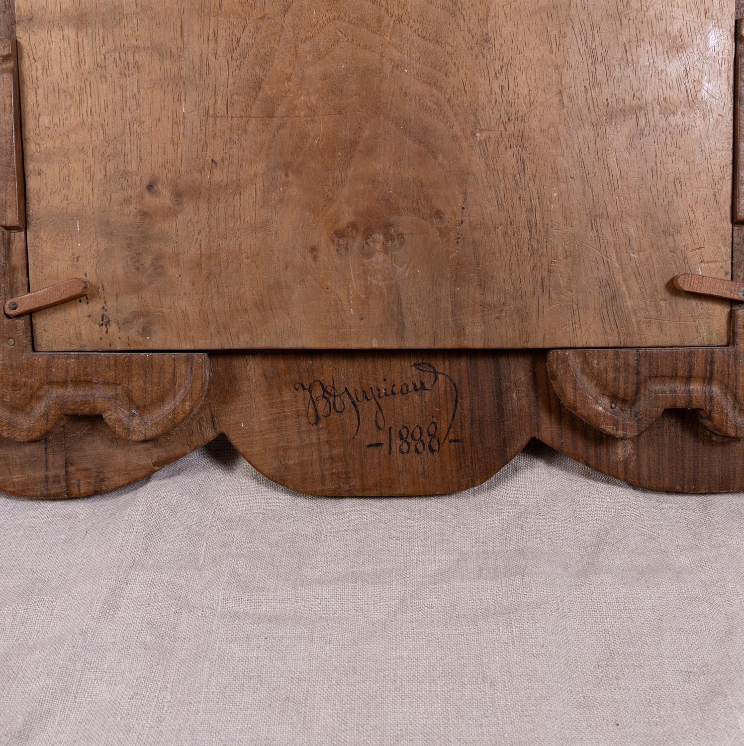 Geschnitzte Tafel aus französischem Nussbaumholz - Dramatiker Pierre Corneille (1606-1684), datiert 1887 im Angebot 3