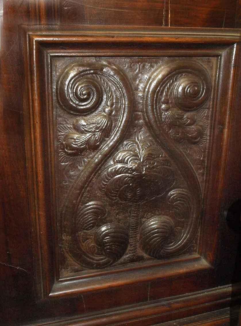 Carved French Walnut Punched Tin Cabinet 7
