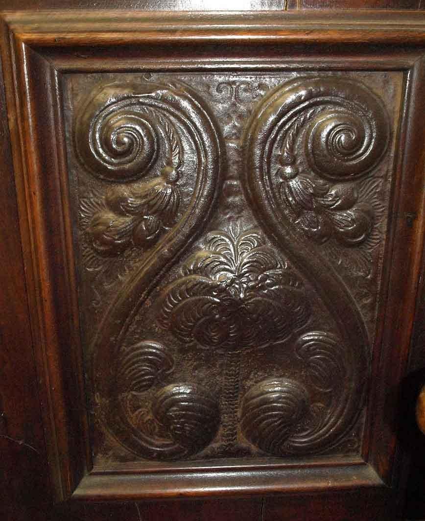 Carved French Walnut Punched Tin Cabinet 9