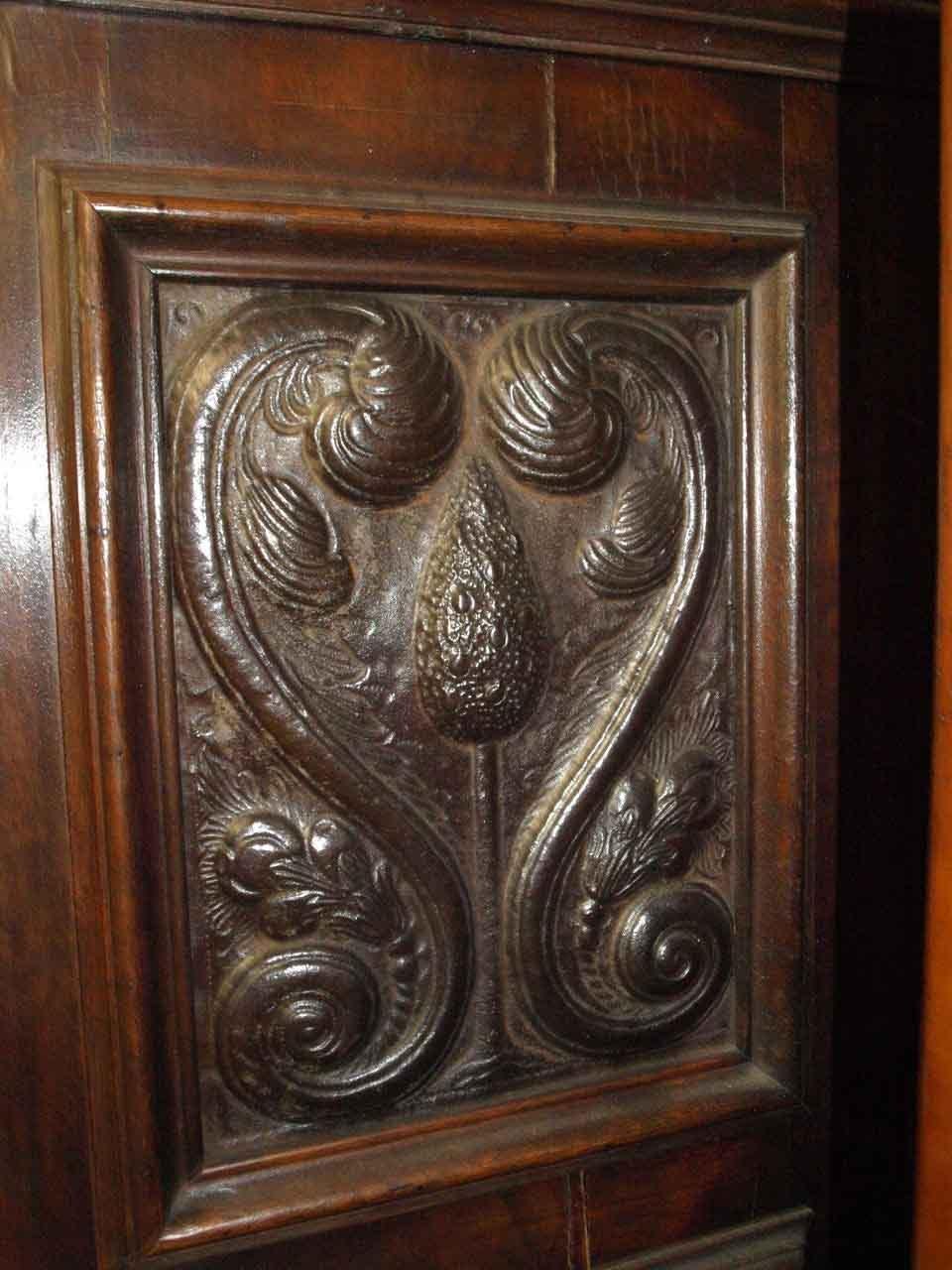 Carved French Walnut Punched Tin Cabinet 4