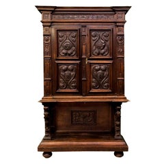 Carved French Walnut Punched Tin Cabinet