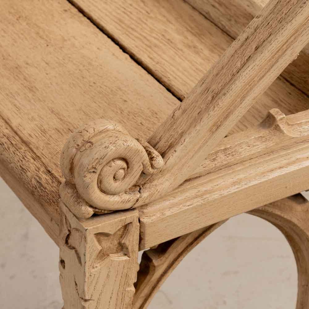 Carved French Wood Bench with Back For Sale 7