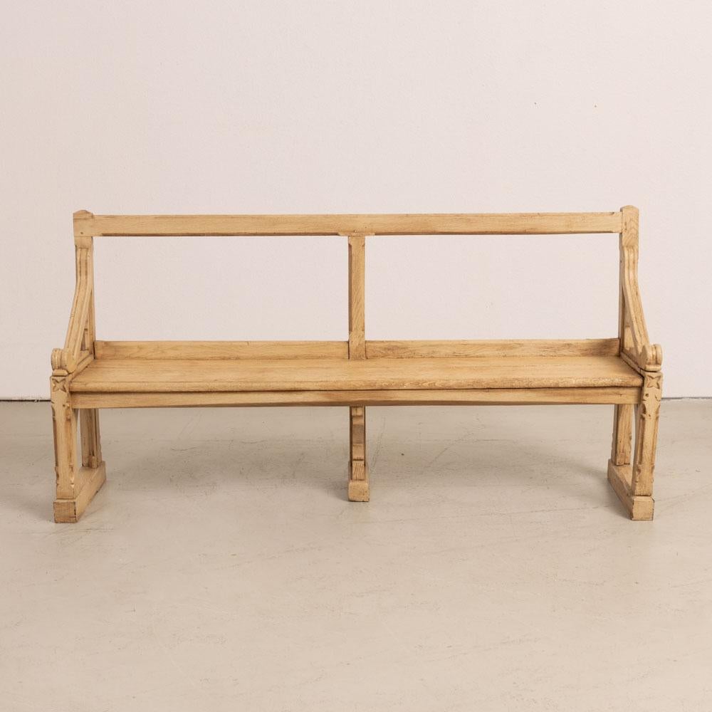 Early 20th Century Carved French Wood Bench with Back For Sale