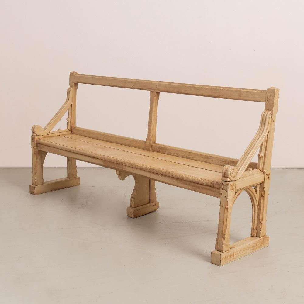 Carved French Wood Bench with Back For Sale 1
