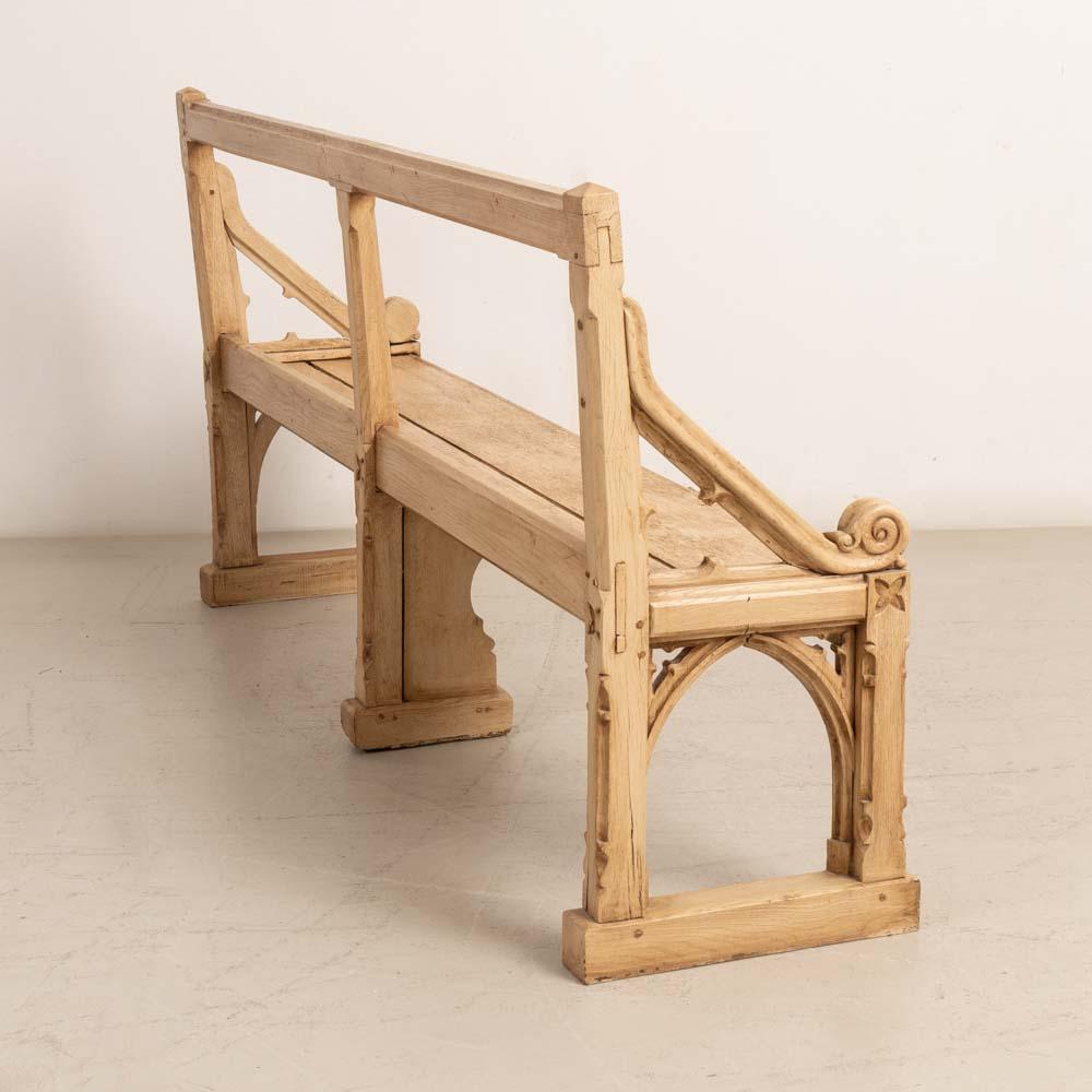 Carved French Wood Bench with Back For Sale 2