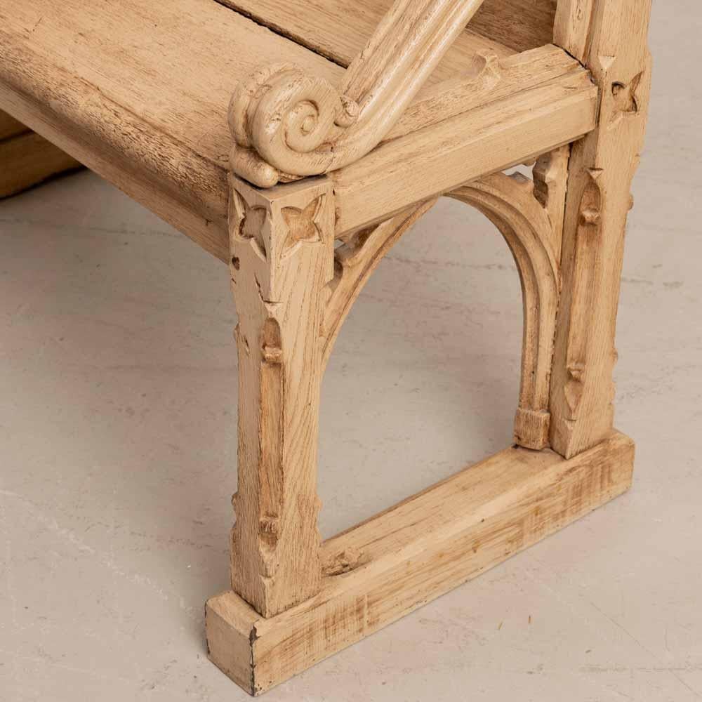 Carved French Wood Bench with Back For Sale 4