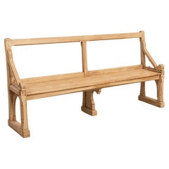 Carved French Wood Bench with Back