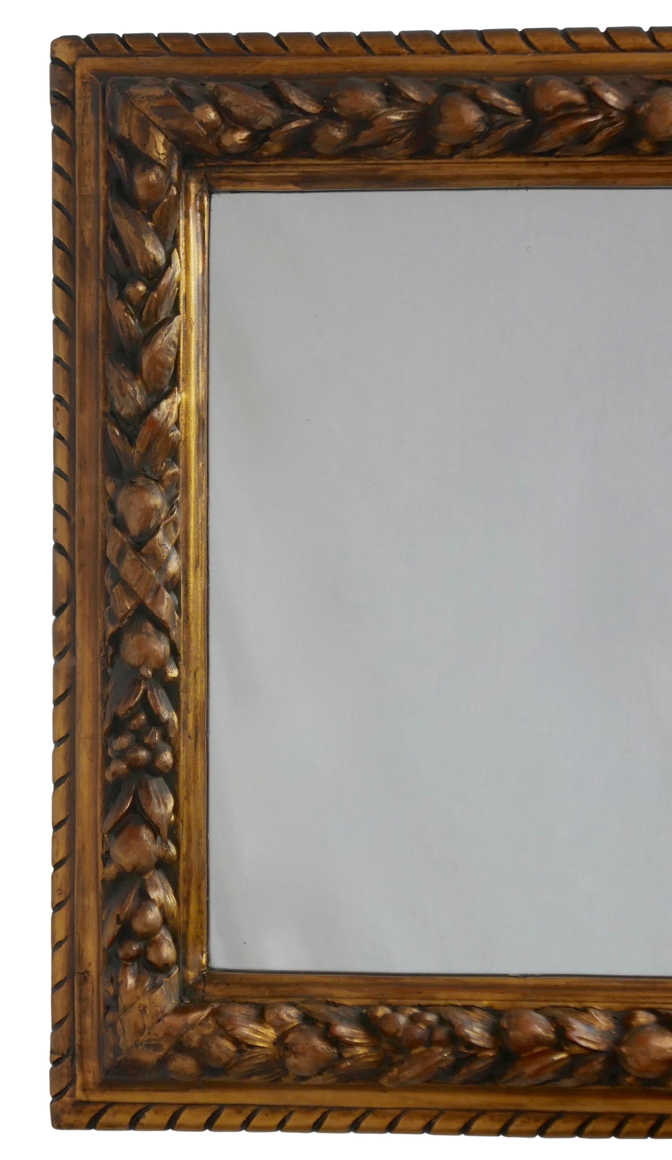 Carved Fruit and Gilt Framed Mirror, Italian, 19th Century For Sale 1