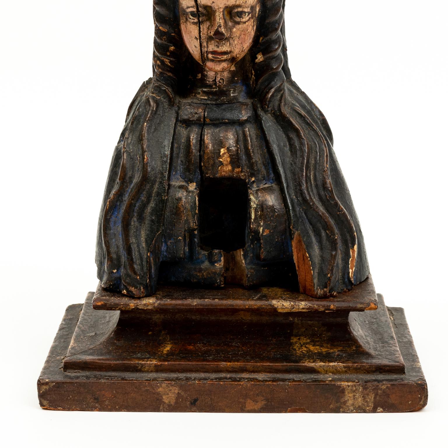 Carved Fruitwood and Polychrome Female Reliquary 1