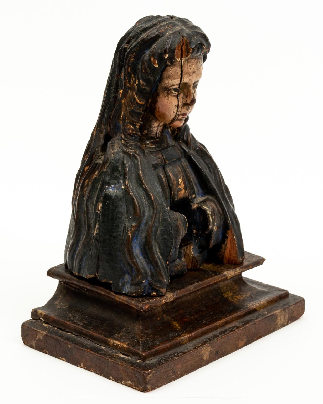 Carved Fruitwood and Polychrome Female Reliquary 2