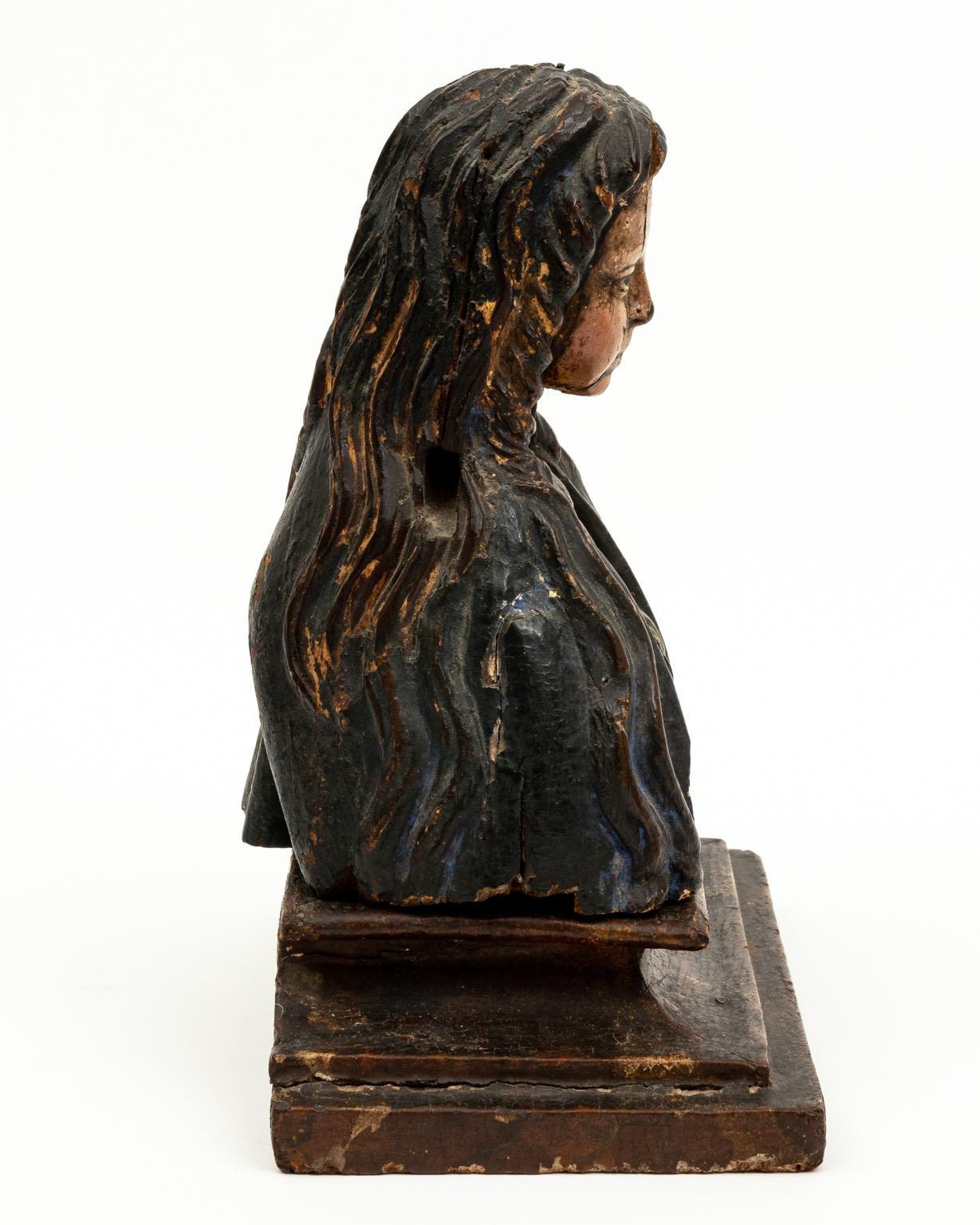 Carved Fruitwood and Polychrome Female Reliquary 3