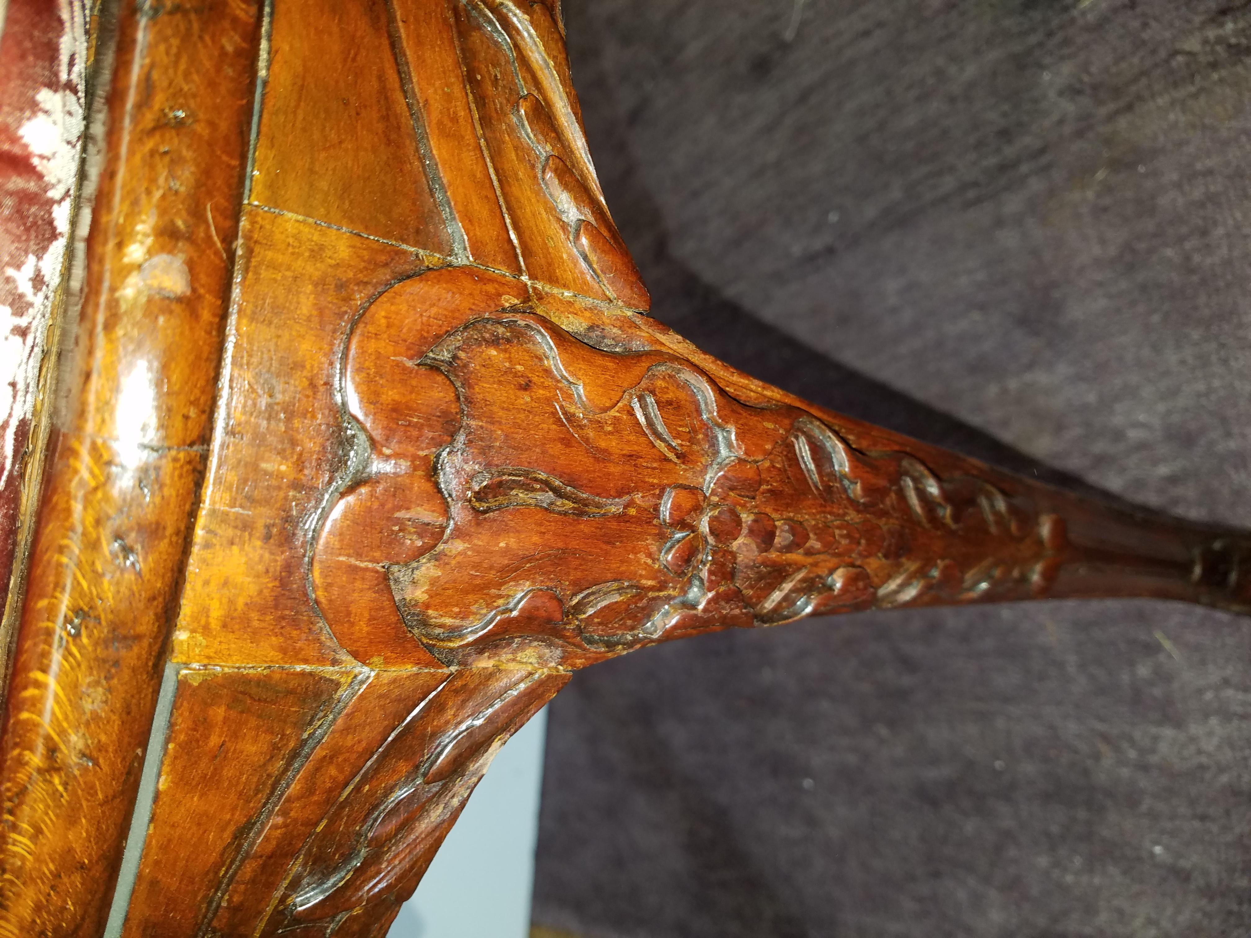 Carved Fruitwood French Cane Corner Chair In Excellent Condition In Lambertville, NJ