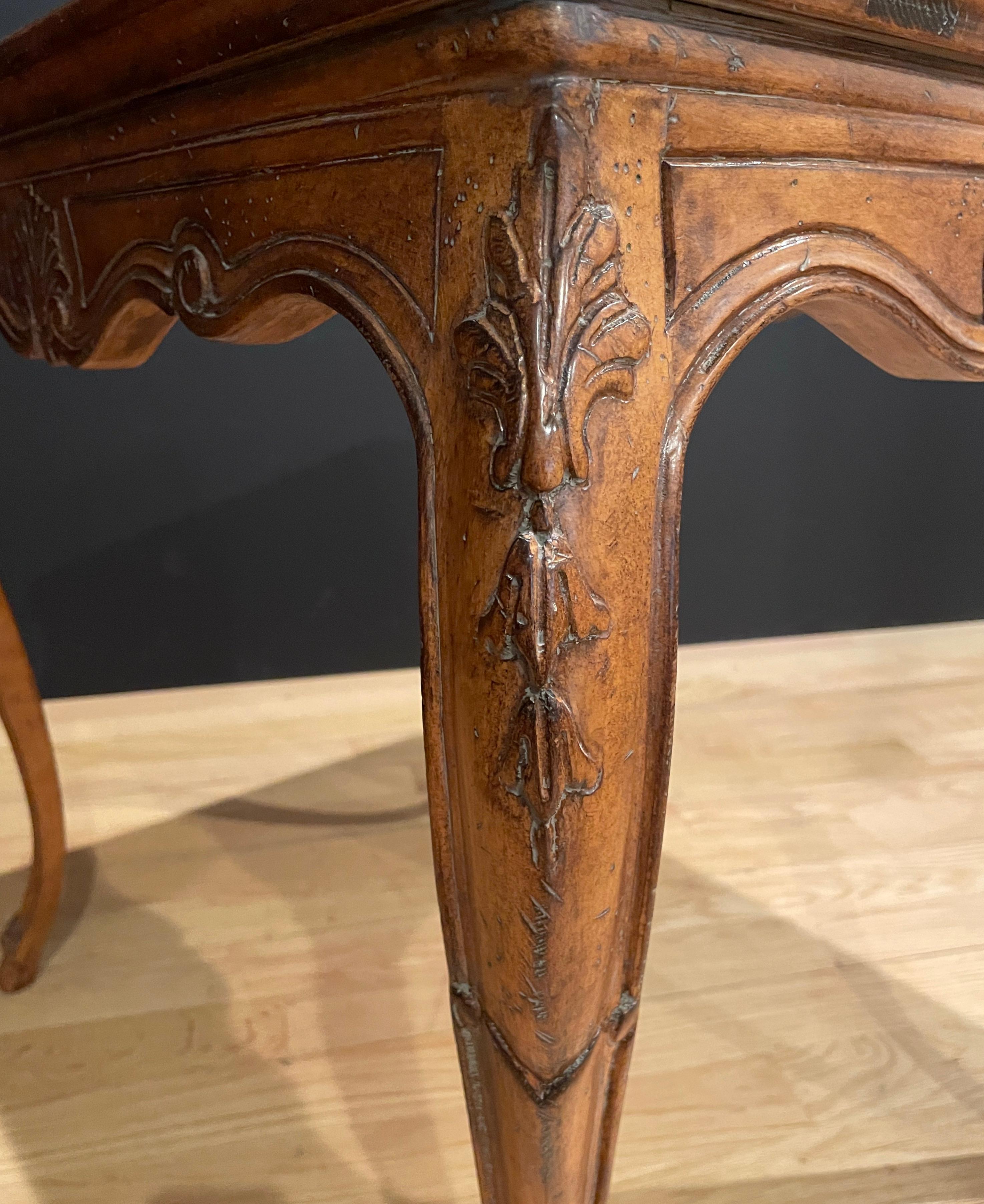 Wood Carved Fruitwood Louis XV Side Table For Sale
