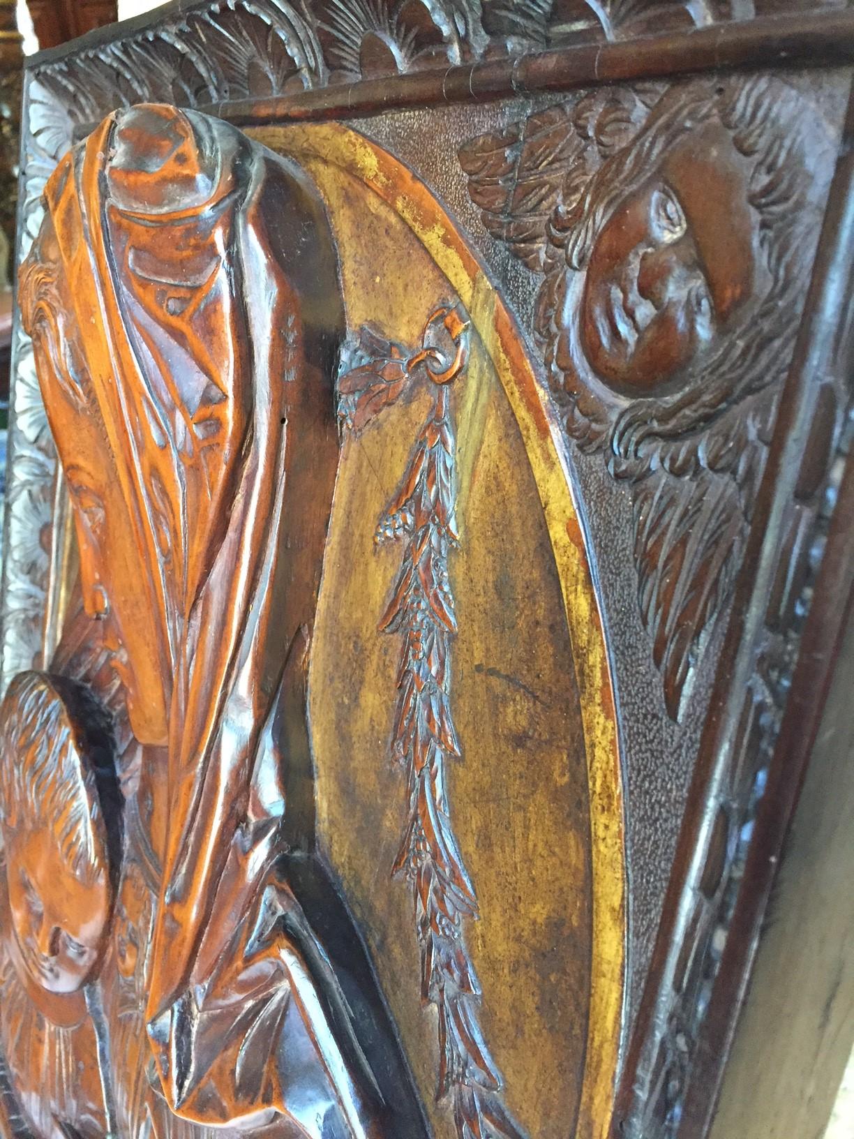 Carved Fruitwood Plaque of Virgin and Child Madonna, after Donatello Sculpture For Sale 13