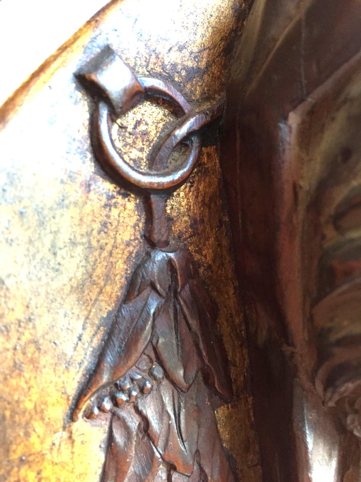 Carved Fruitwood Plaque of Virgin and Child Madonna, after Donatello Sculpture In Good Condition For Sale In West Hollywood, CA