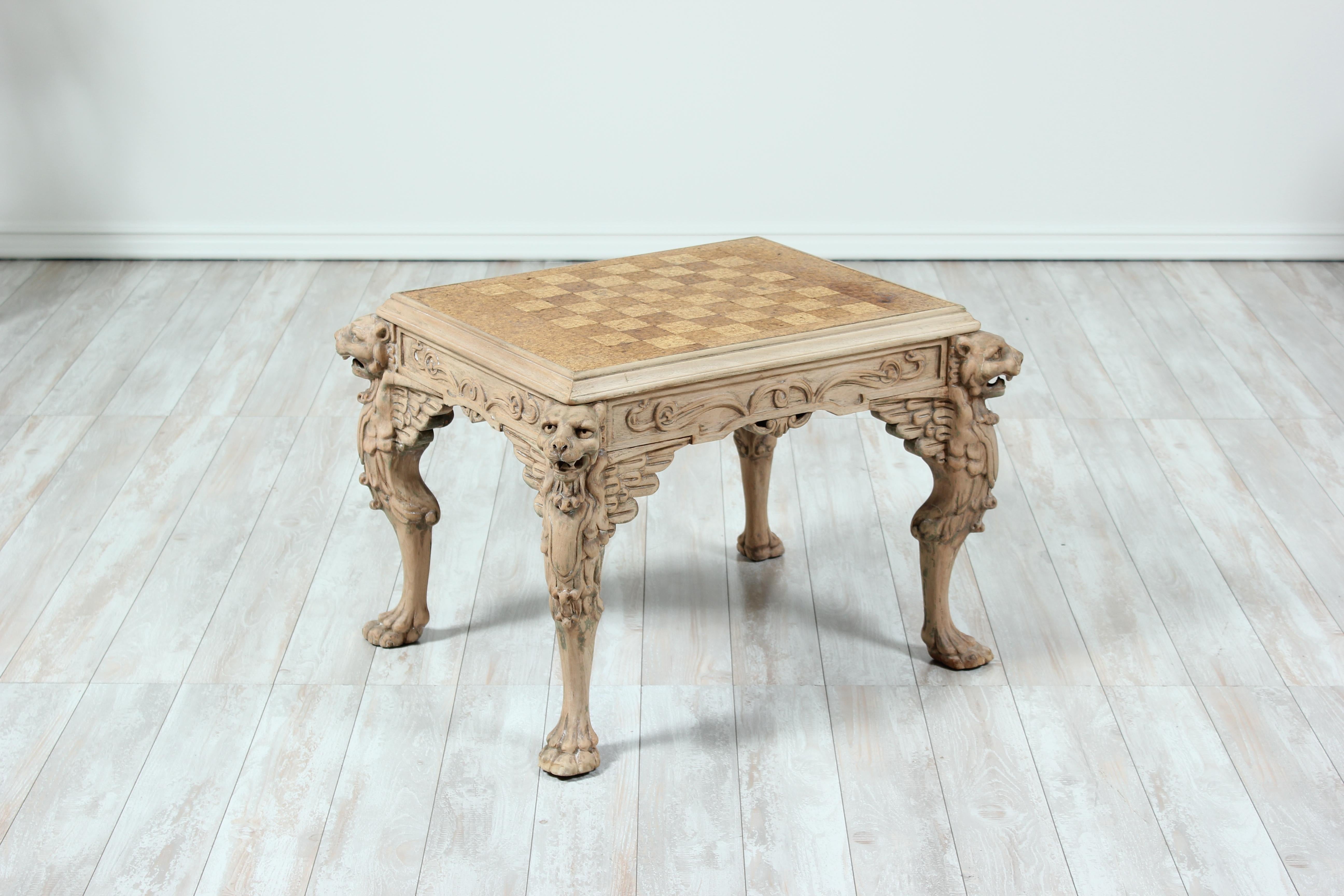 Italian Carved Game Table in the Renaissance Style