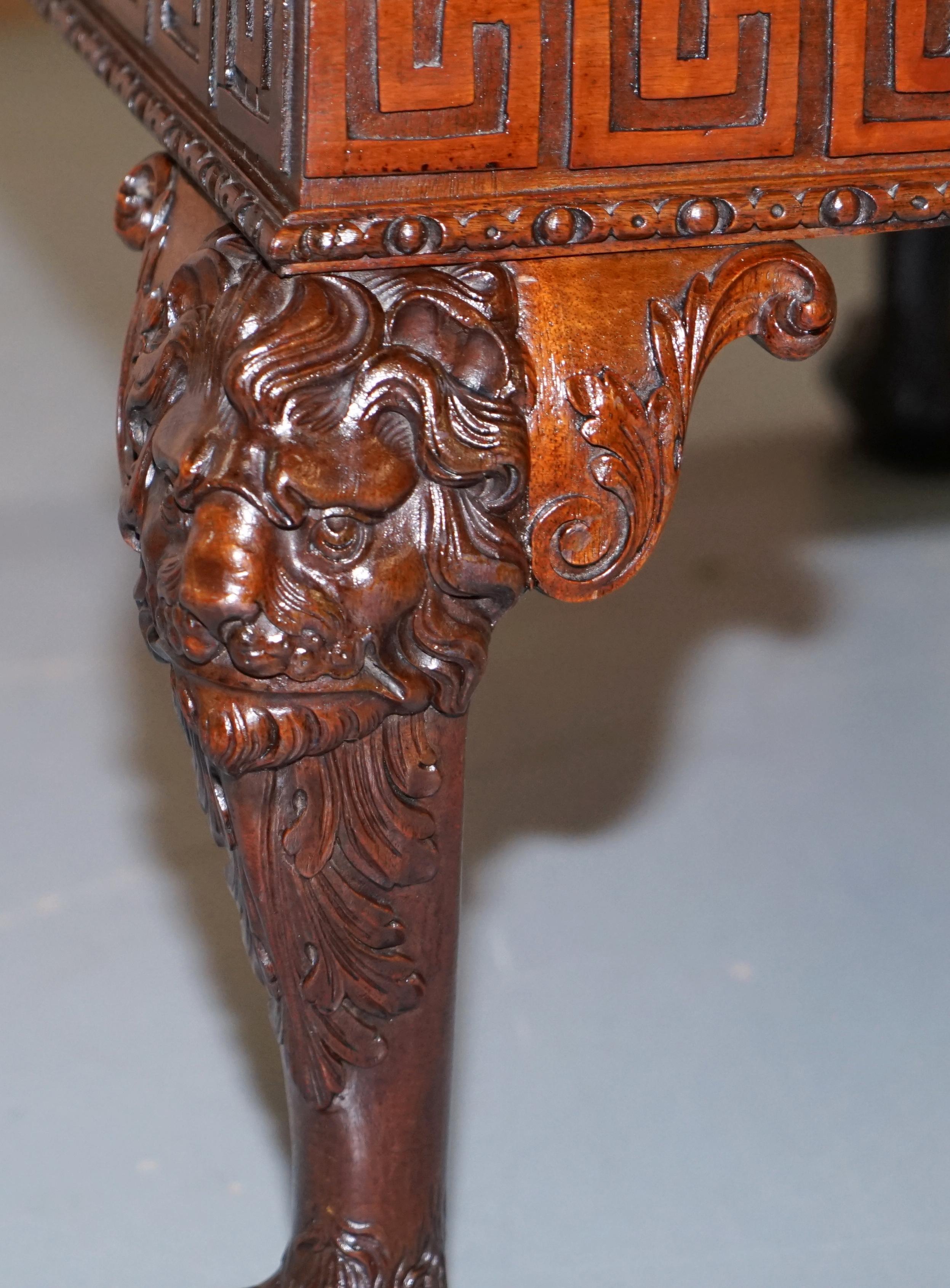 Carved Georgian Irish Lion Head & Hairy Paw Feet Ornate Table Flamed Mahogany 4