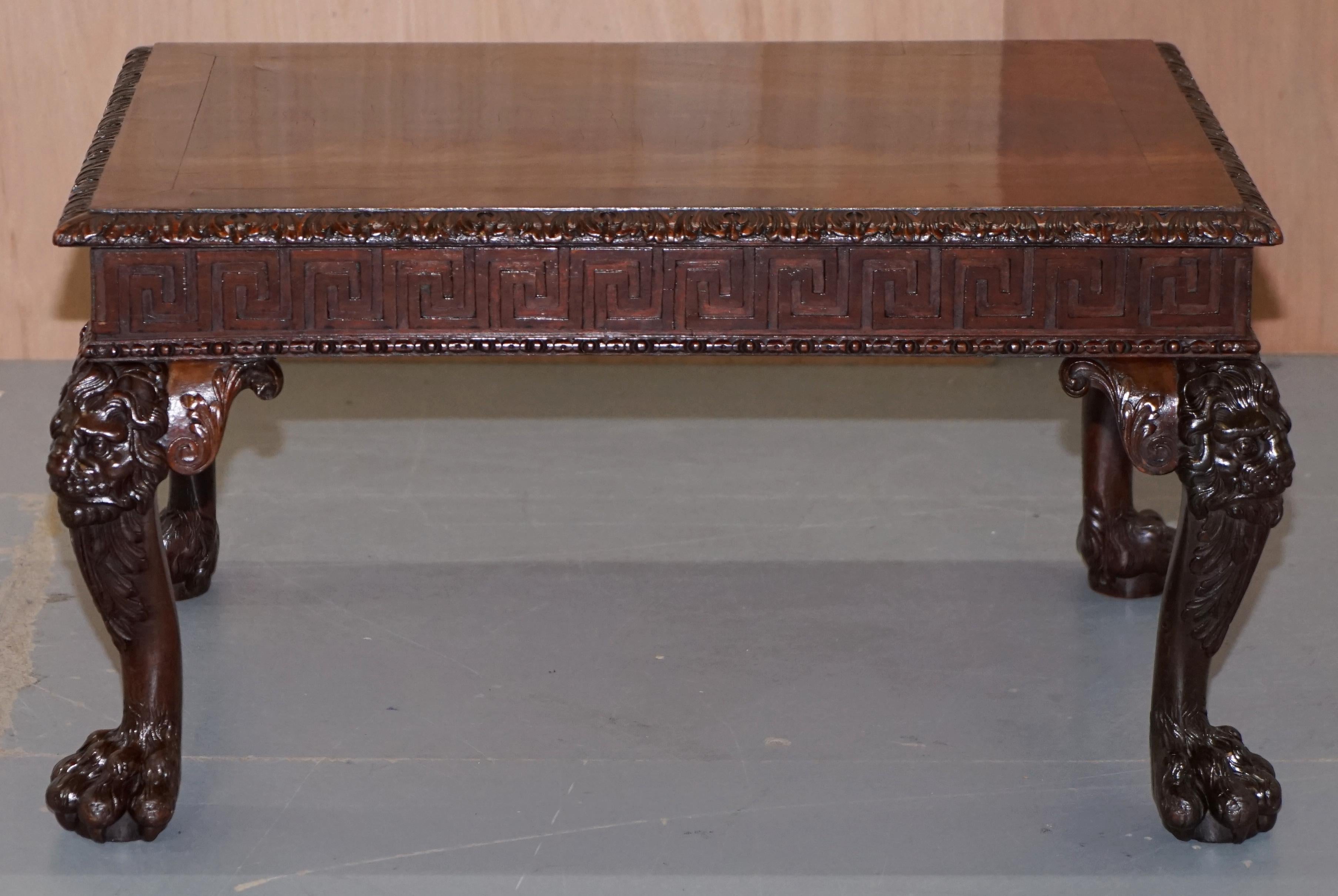 We are delighted to offer for sale this stunning and highly decorative Georgian Irish style solid mahogany low coffee table with Lion heads and hairy paw feet

A very decorative and rare little table, pieces like this I consider to be art