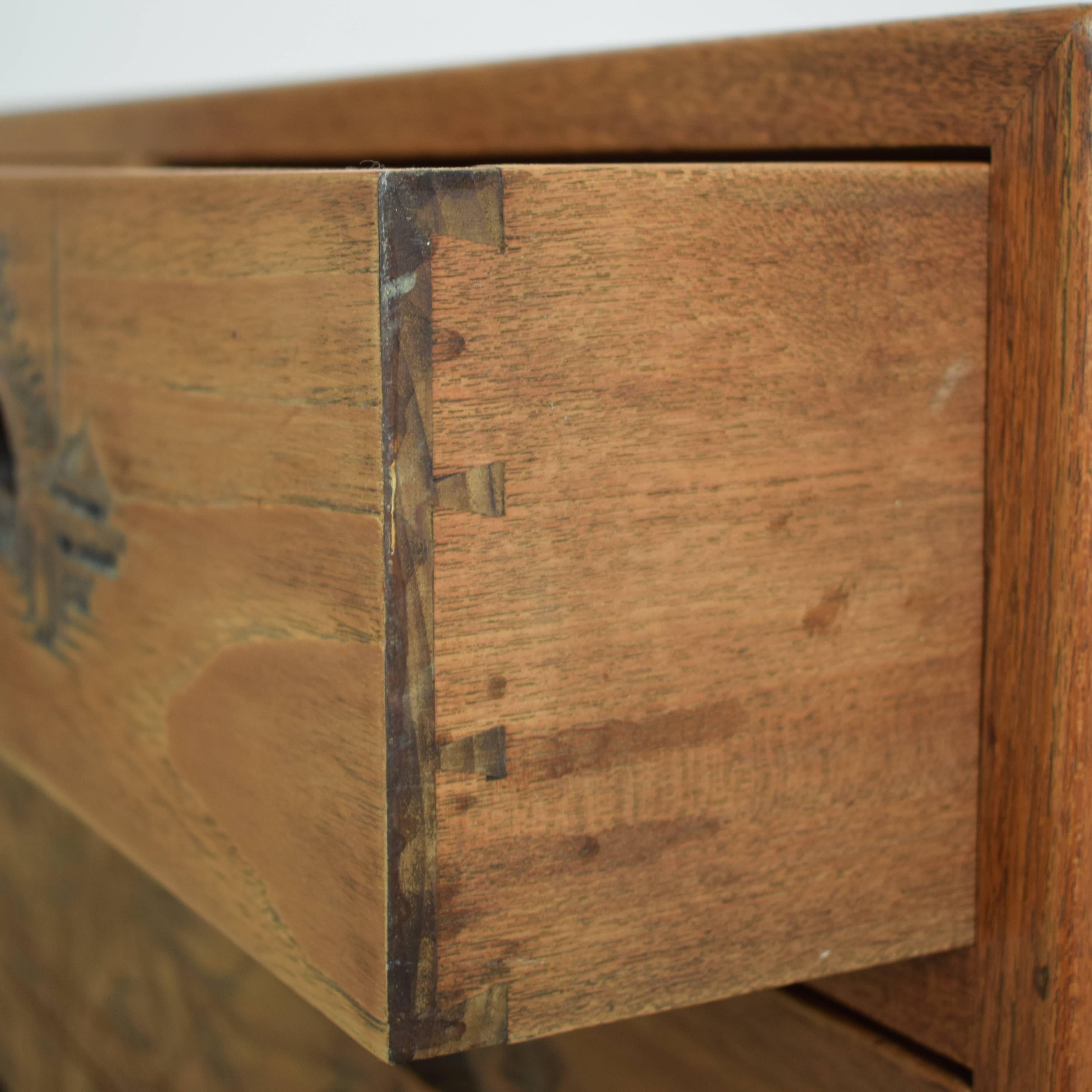 Hardwood Carved German Colonial Asian Brown Art Deco Chest of Drawers from the 1920s