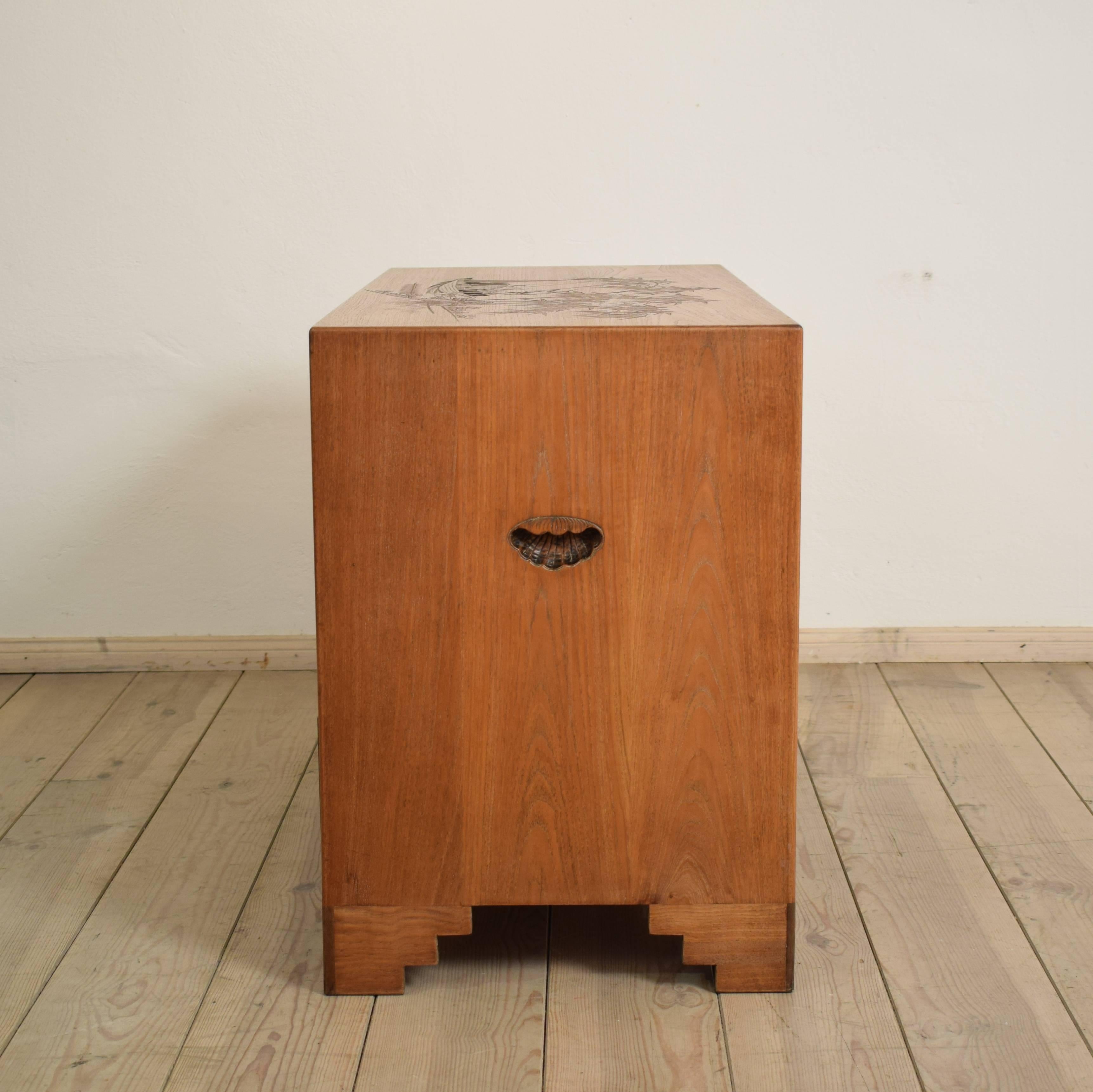 Carved German Colonial Asian Brown Art Deco Chest of Drawers from the 1920s 2