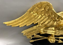 Carved & Gilded American Wooden Eagle Plaque with Polychrome Liberty Shield
