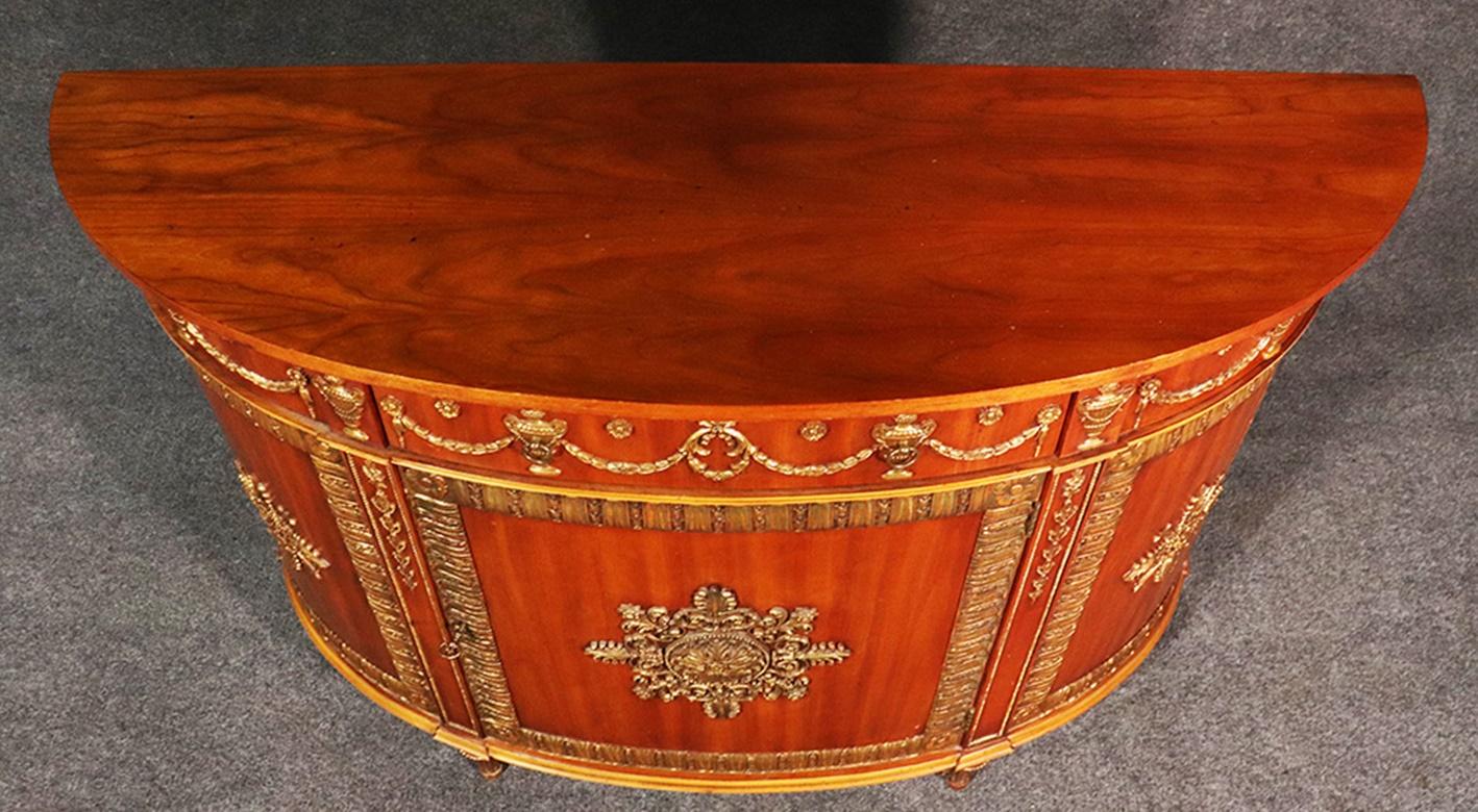 American Carved and Gilded John Widdicomb Walnut Demilune Commode