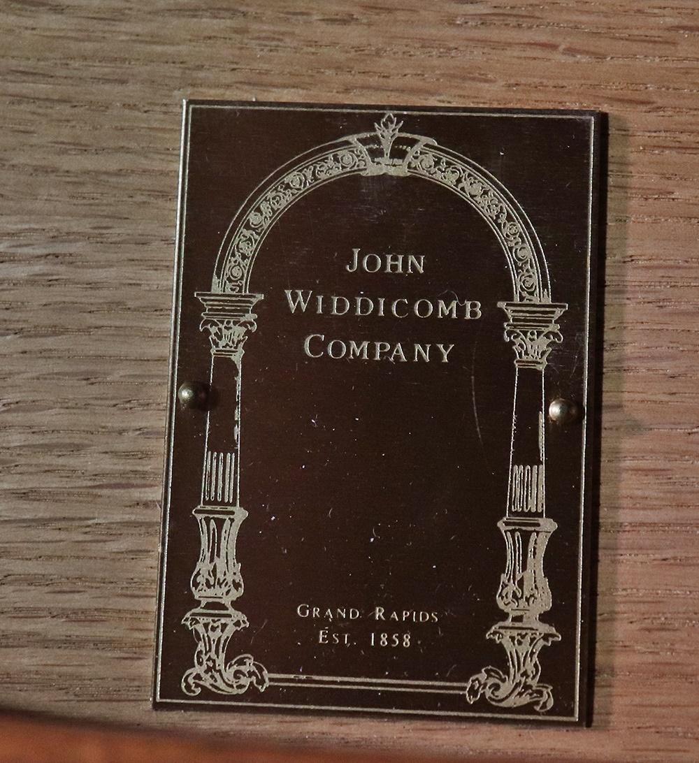 Contemporary Carved and Gilded John Widdicomb Walnut Demilune Commode