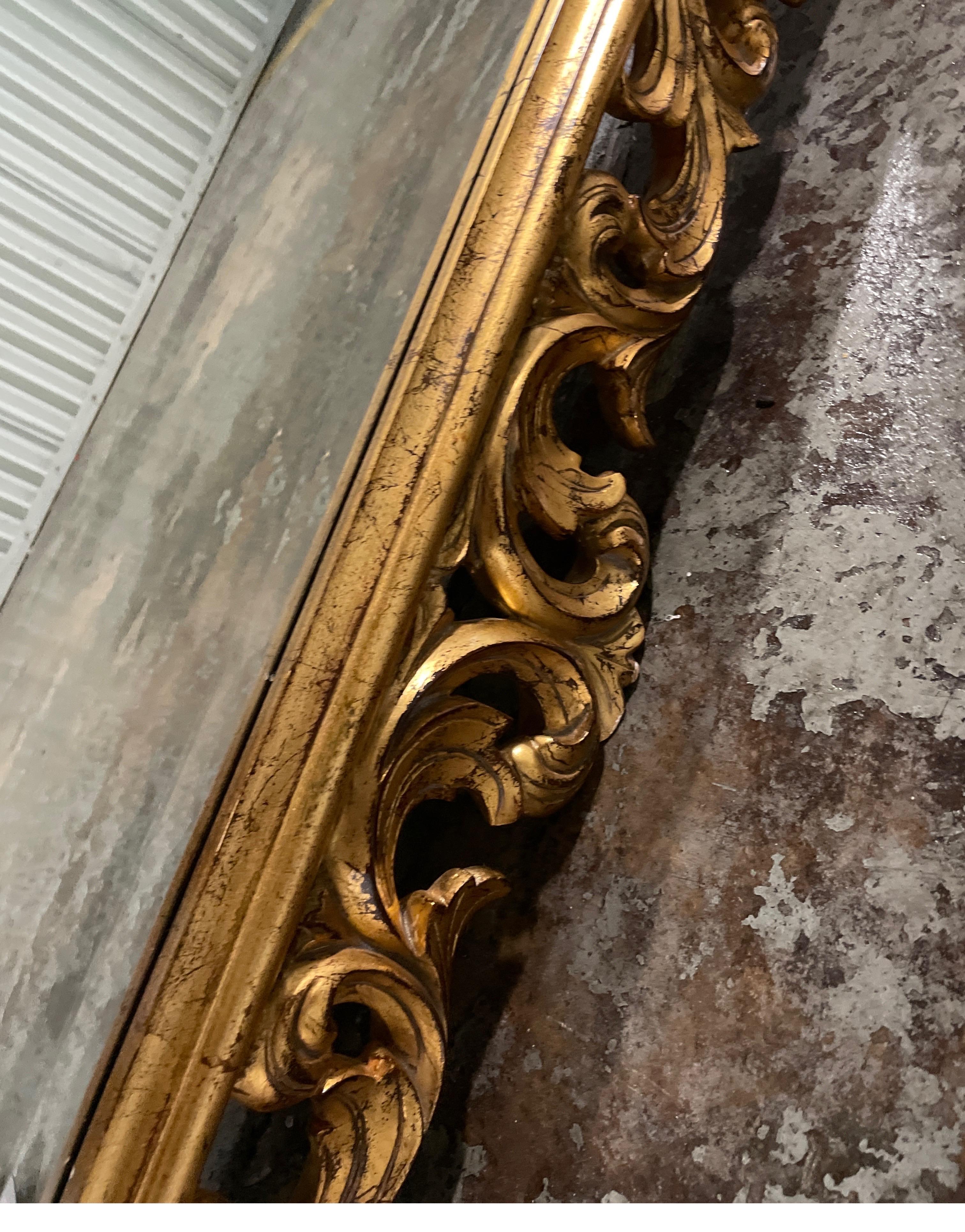 Carved & Gilded Over Mantel Mirror by Harrison & Gil In Good Condition In West Palm Beach, FL