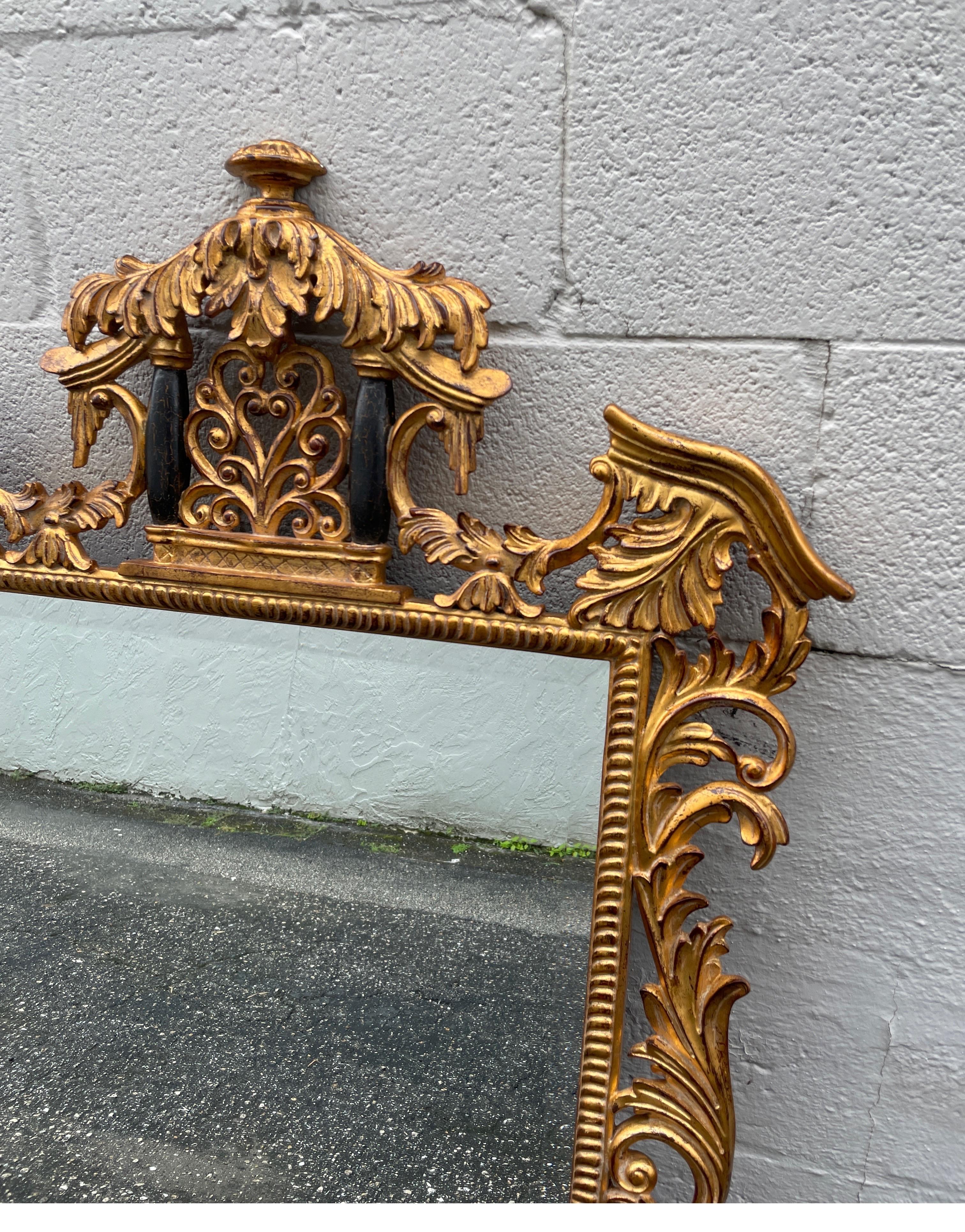 American Carved & Gilded Pagoda Style Mirror by Dauphine Mirror Co.