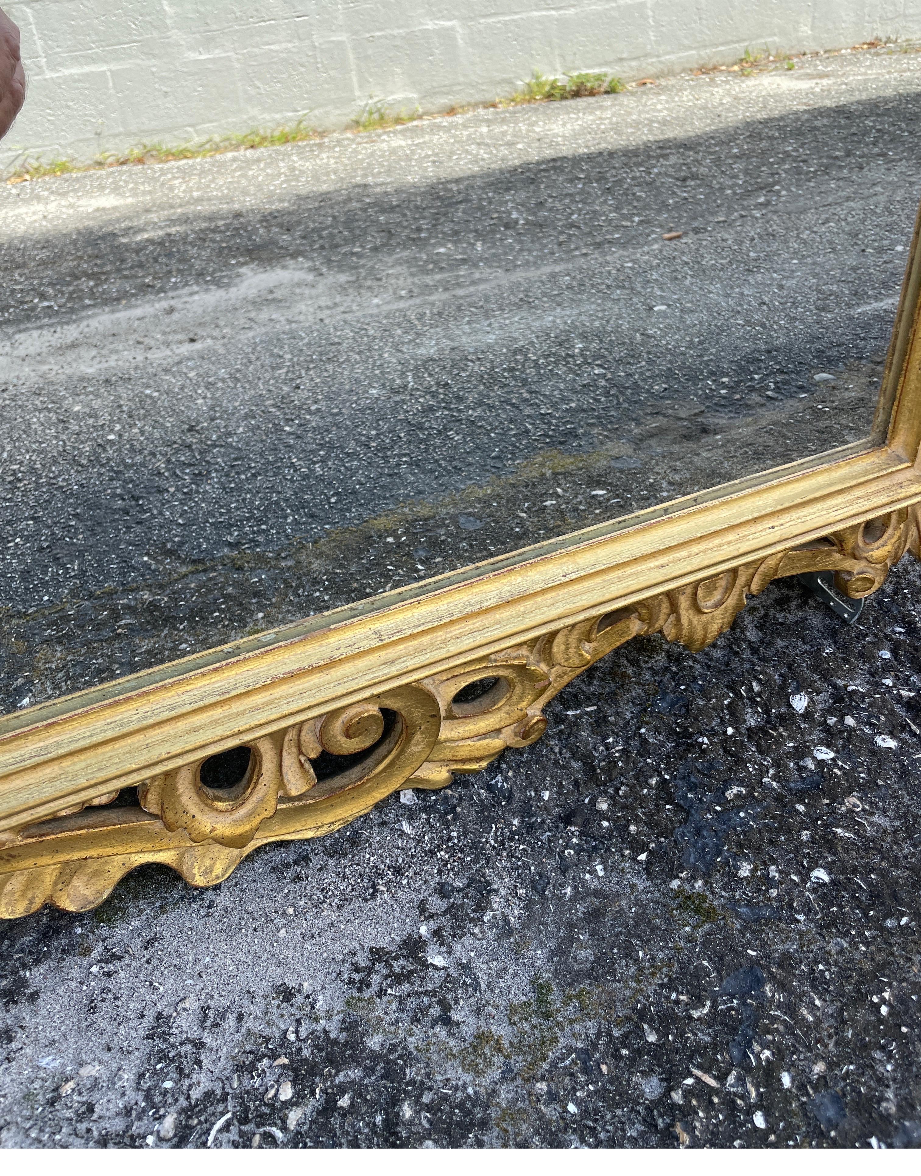Giltwood  Carved & Gilded Pierced Italian Mirror For Sale