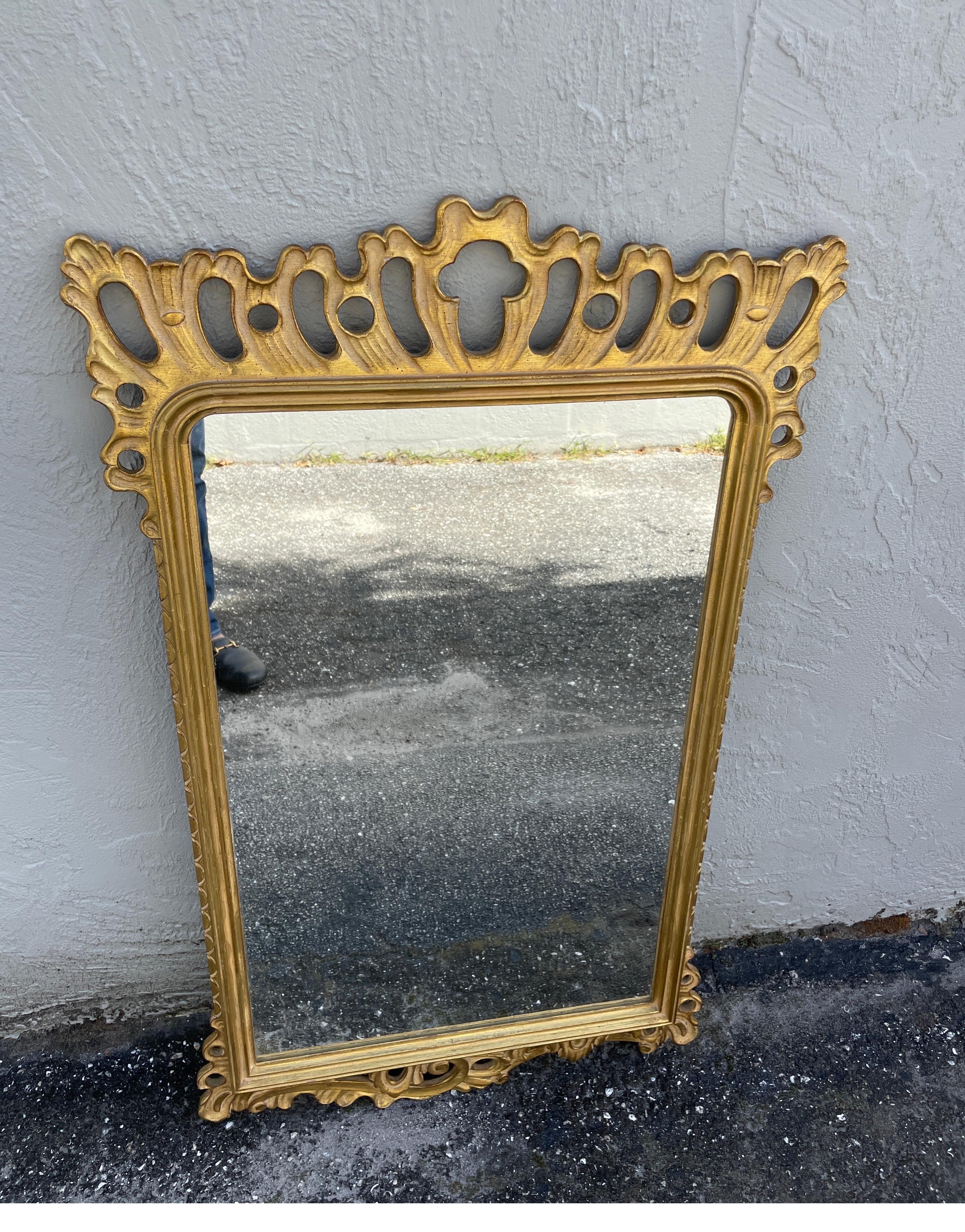  Carved & Gilded Pierced Italian Mirror For Sale 1