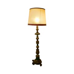 Lampadaire baroque sculpté:: doré et peint