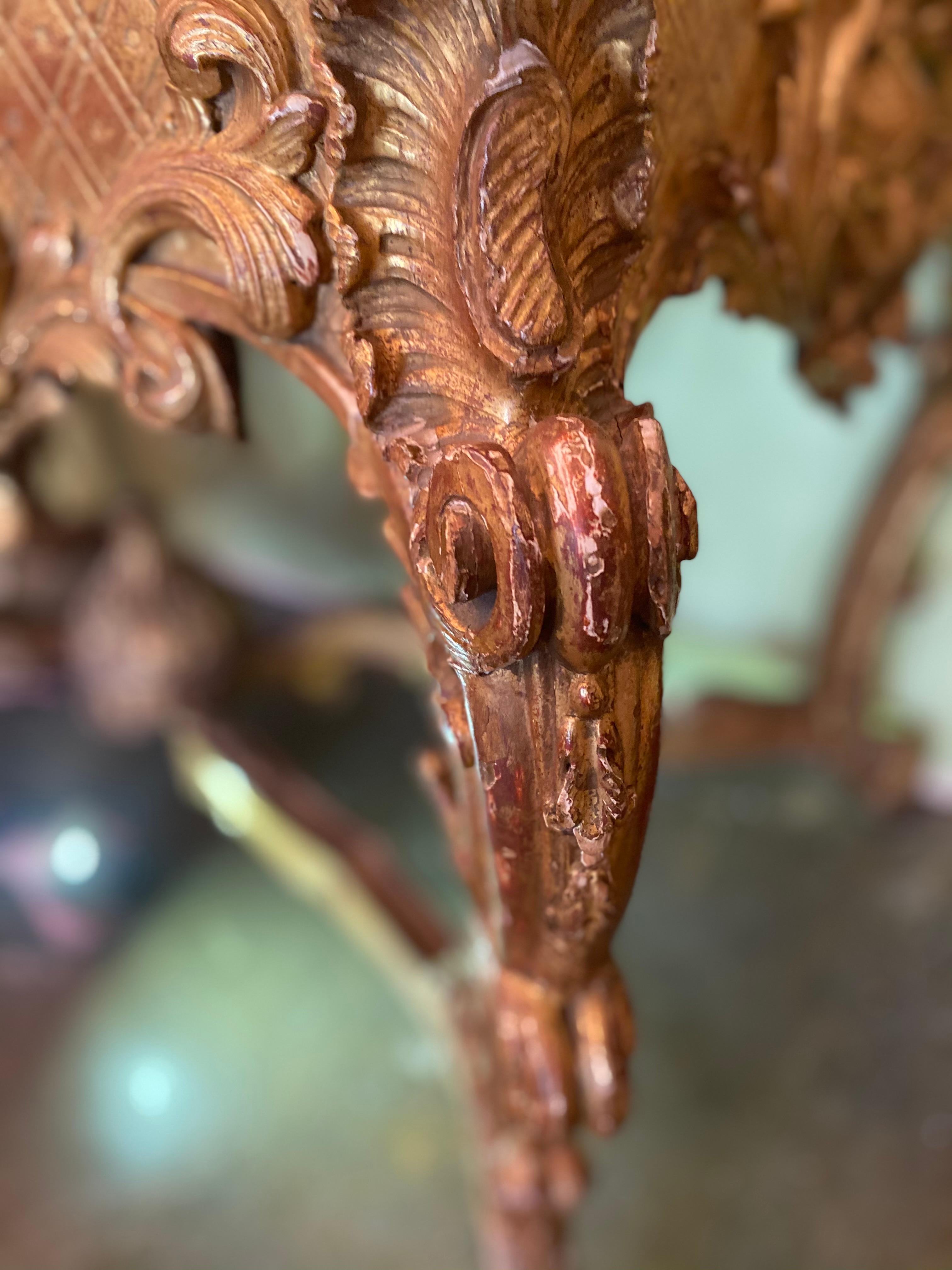 French Carved and Gilt Console Table For Sale