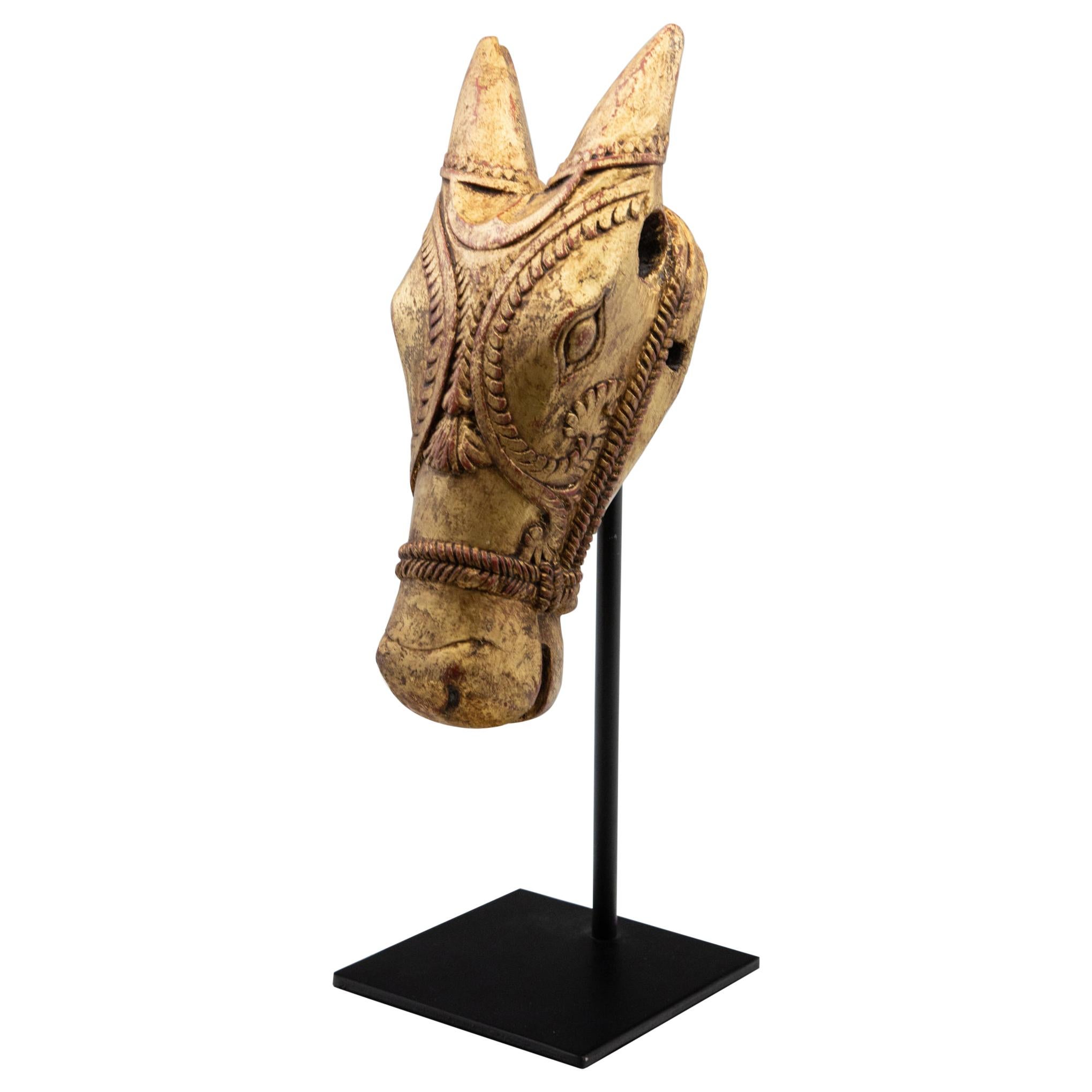 Carved Gilt Horse Head on Stand