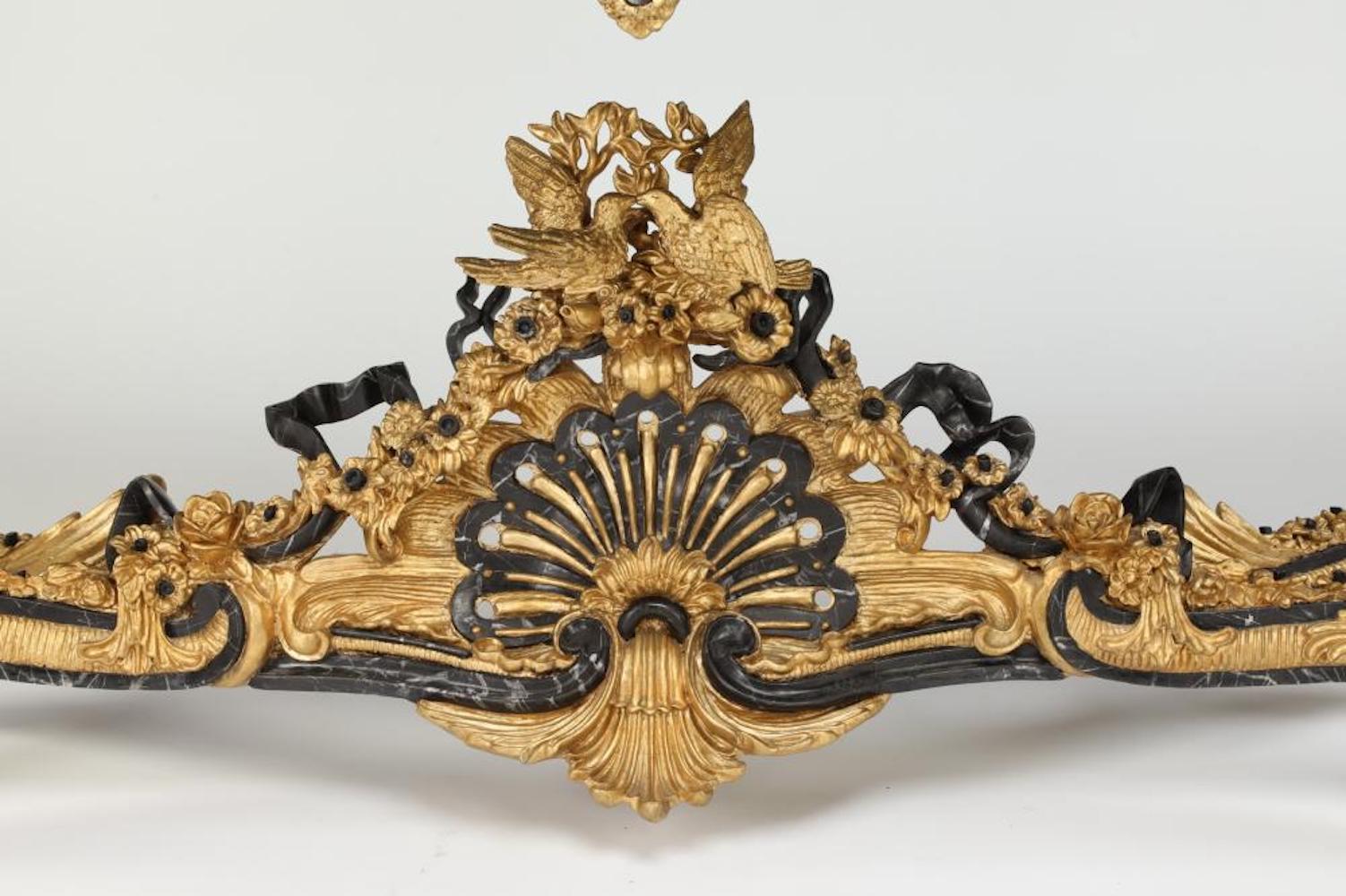 Carved Gilt Italian Rococo Style Marble-Top Console For Sale 1