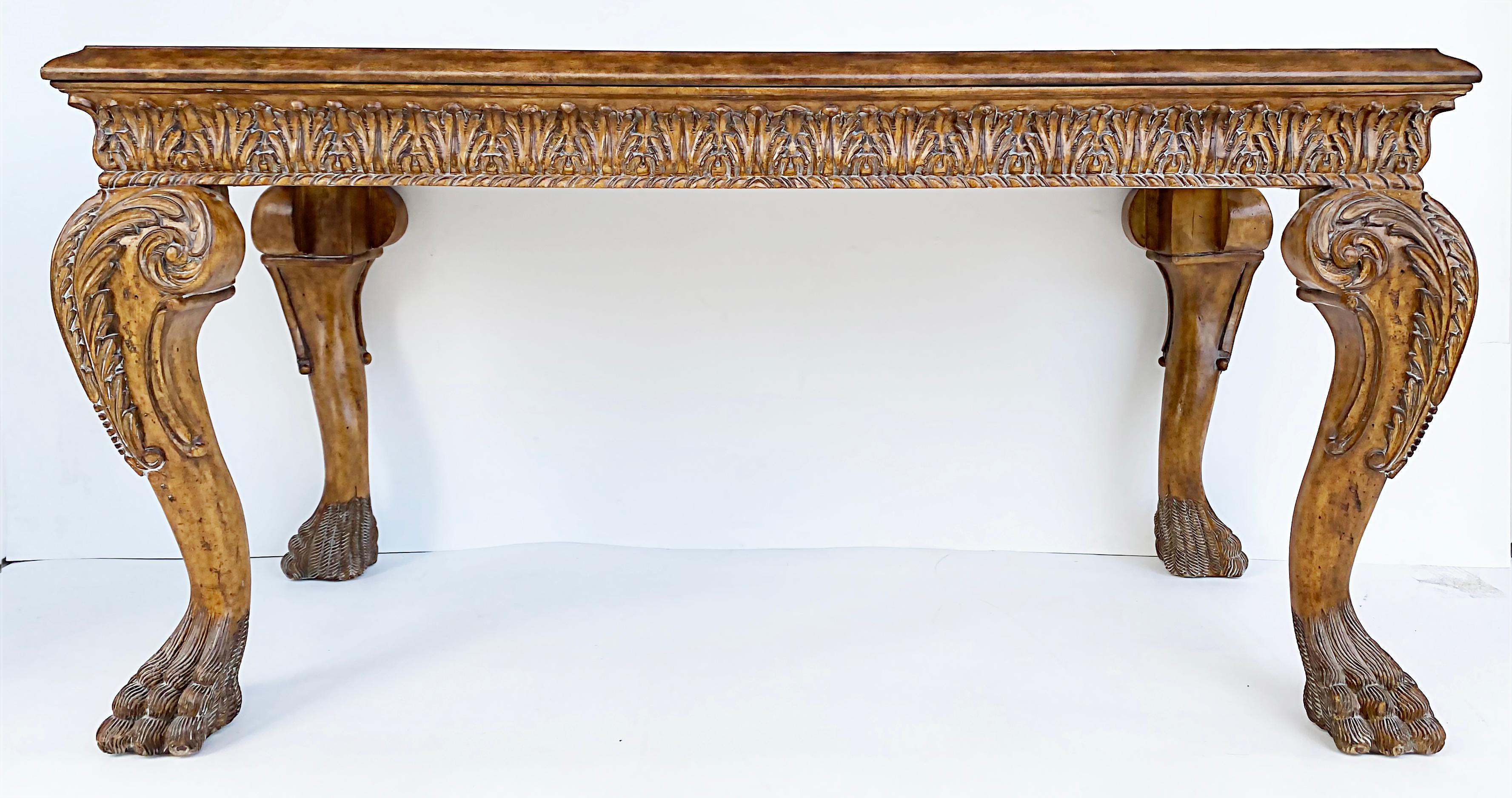Carved Gilt Leather Writing Desk with Hairy Paw Feet, Maitland-Smith Attributed 7