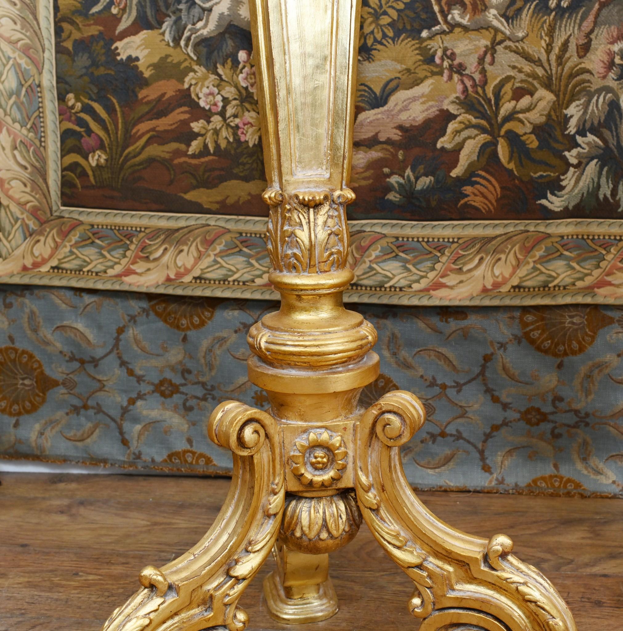 Regency Carved Gilt Pedestal Stands Tables - French Rococo For Sale