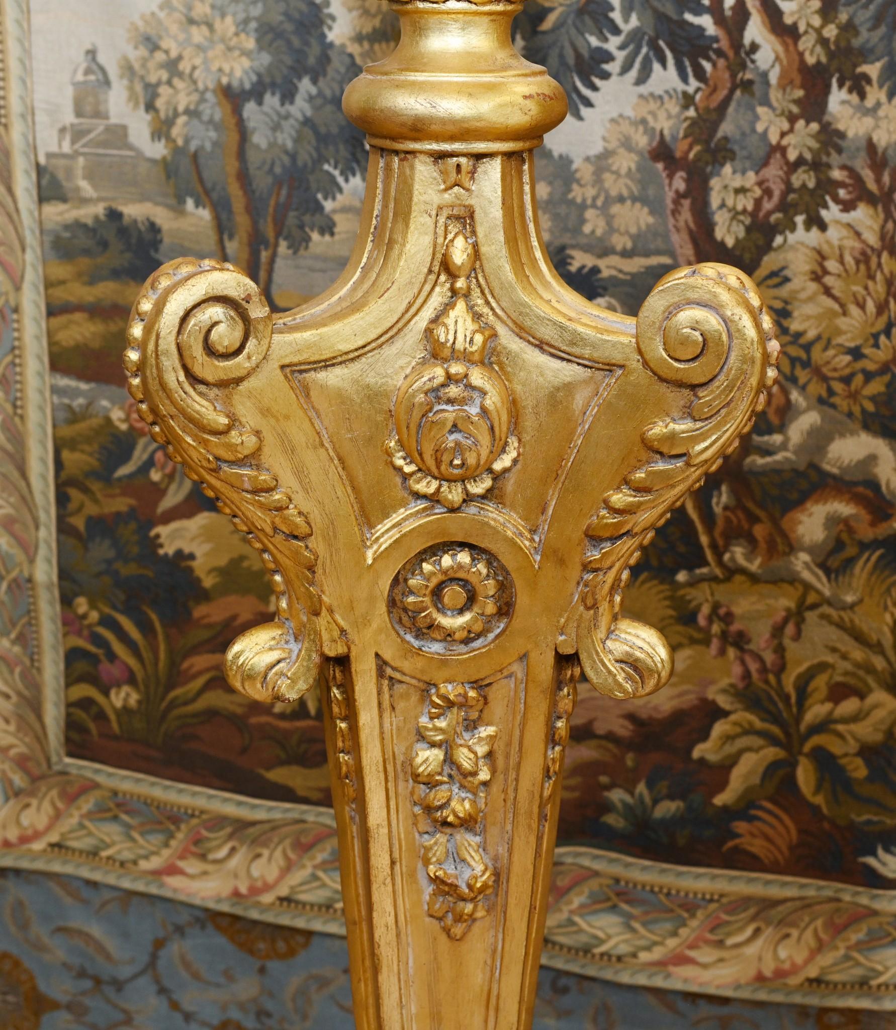Carved Gilt Pedestal Stands Tables - French Rococo For Sale 1