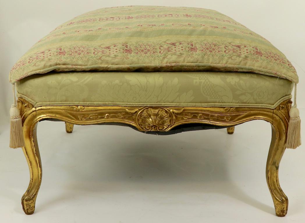 Carved Gilt Stool Ottoman Footrest Louis XV Style 4