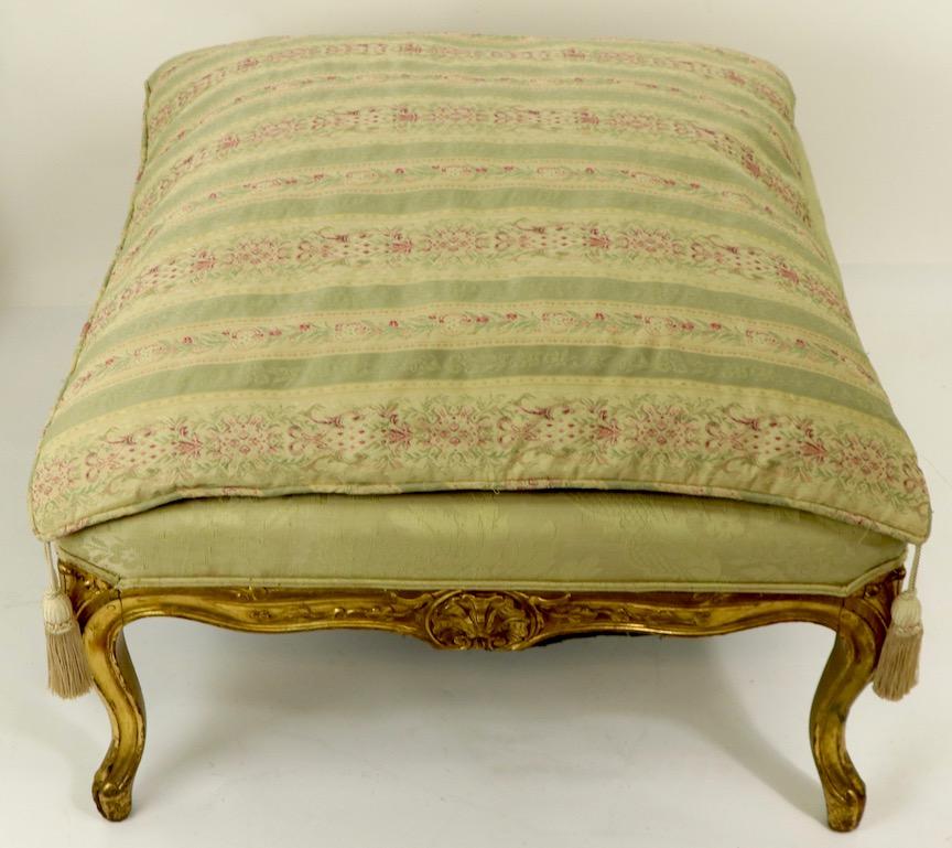 Carved Gilt Stool Ottoman Footrest Louis XV Style 6
