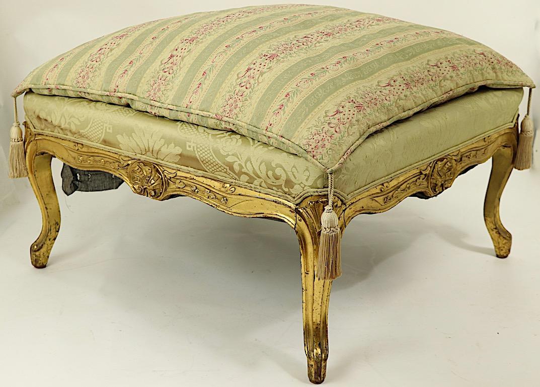 Carved Gilt Stool Ottoman Footrest Louis XV Style 7