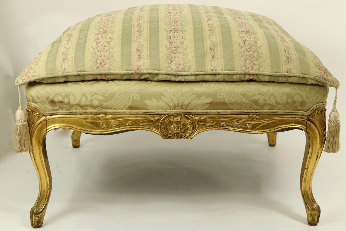 Carved Gilt Stool Ottoman Footrest Louis XV Style 8