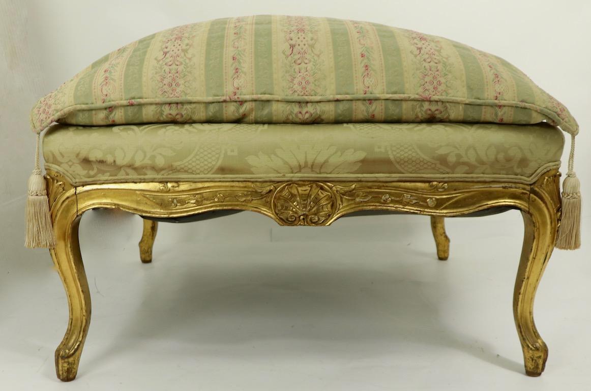 Carved Gilt Stool Ottoman Footrest Louis XV Style 11