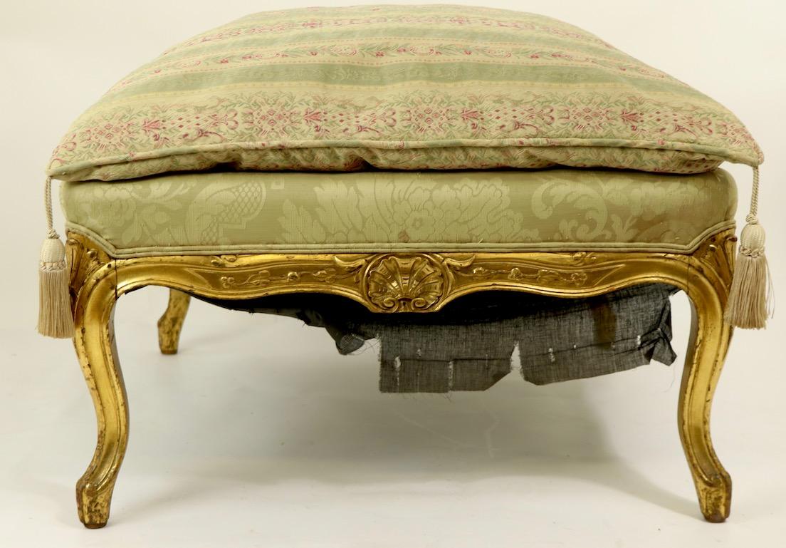 French Carved Gilt Stool Ottoman Footrest Louis XV Style