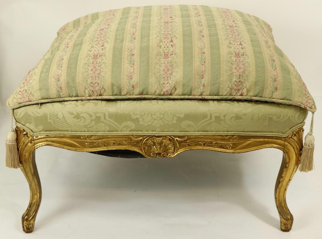 19th Century Carved Gilt Stool Ottoman Footrest Louis XV Style