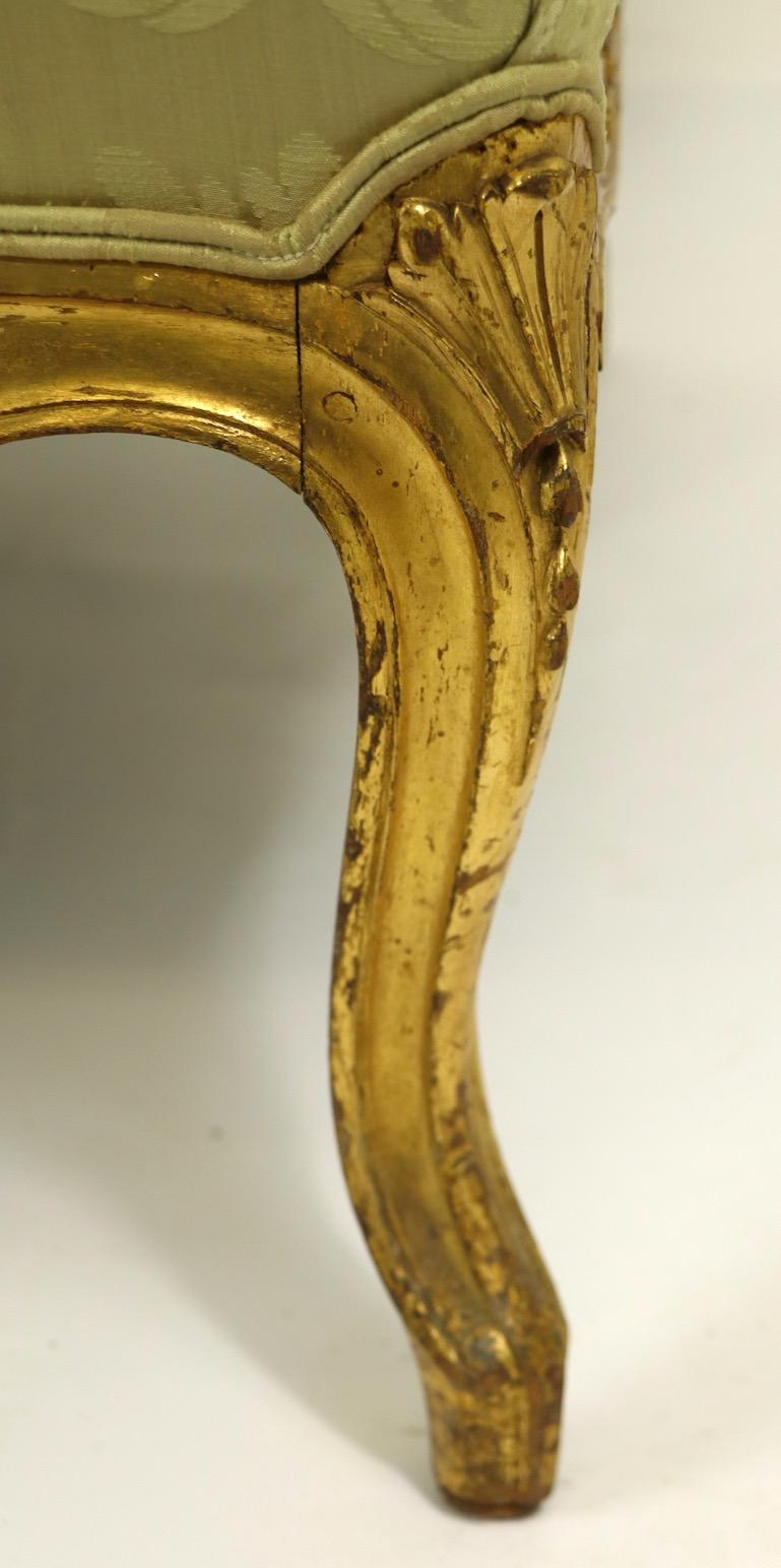Carved Gilt Stool Ottoman Footrest Louis XV Style 1